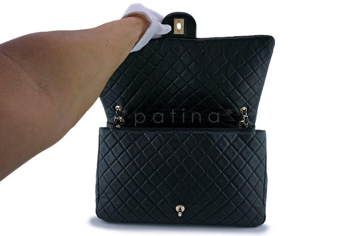 17S Chanel Black Ltd Airlines Runway Travel XXL Classic Flap Bag GHW
