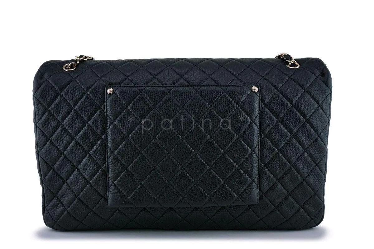 17S Chanel Black Ltd Airlines Runway Travel XXL Classic Flap Bag GHW