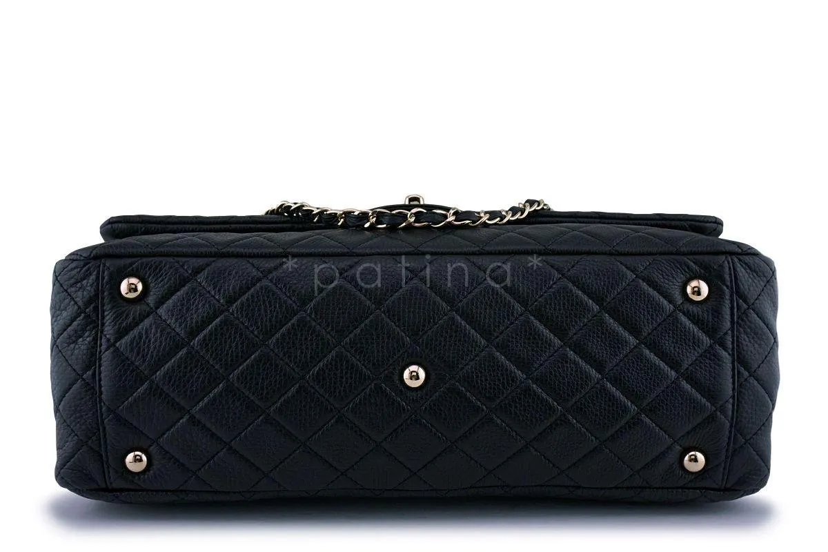 17S Chanel Black Ltd Airlines Runway Travel XXL Classic Flap Bag GHW