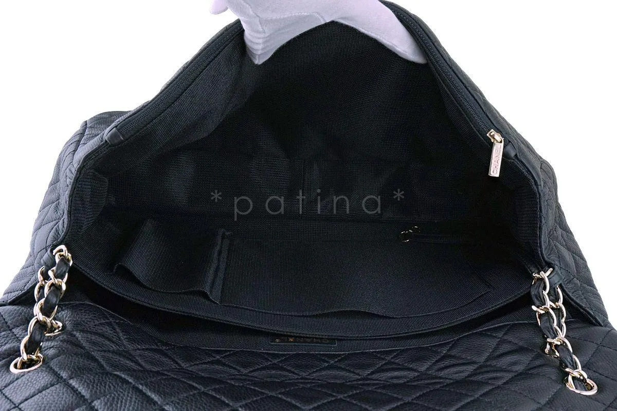 17S Chanel Black Ltd Airlines Runway Travel XXL Classic Flap Bag GHW