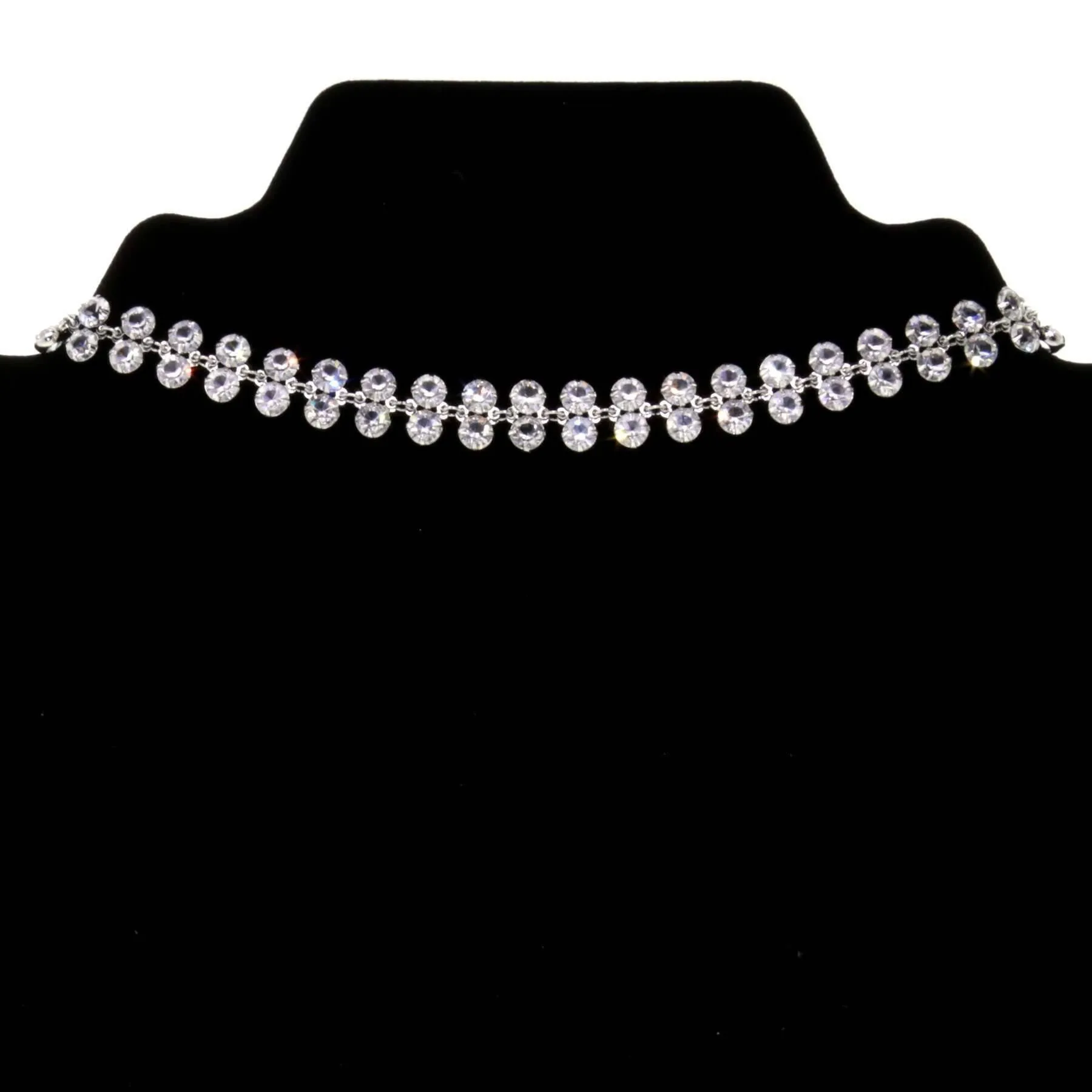 1928 Jewelry Deco Austrian Crystal Choker Necklace, 13.5"   3" Extender
