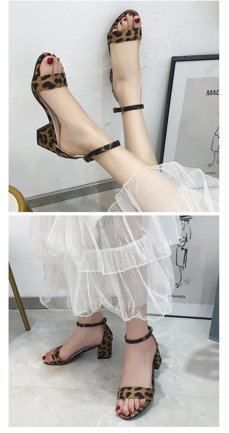 (35-45) Women's Big Size Open Toe Ankle Straps Heels Shoes