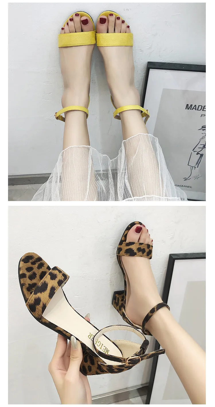 (35-45) Women's Big Size Open Toe Ankle Straps Heels Shoes