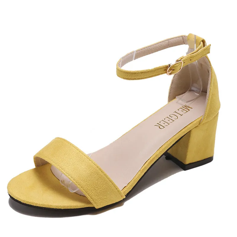 (35-45) Women's Big Size Open Toe Ankle Straps Heels Shoes