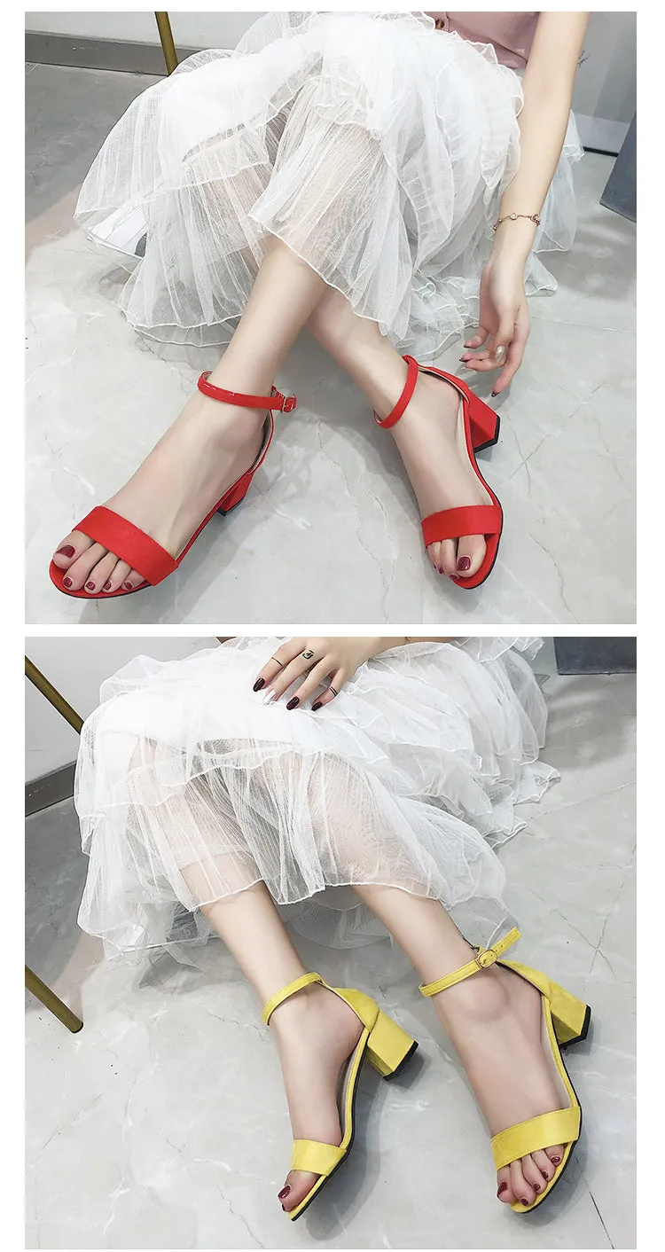 (35-45) Women's Big Size Open Toe Ankle Straps Heels Shoes