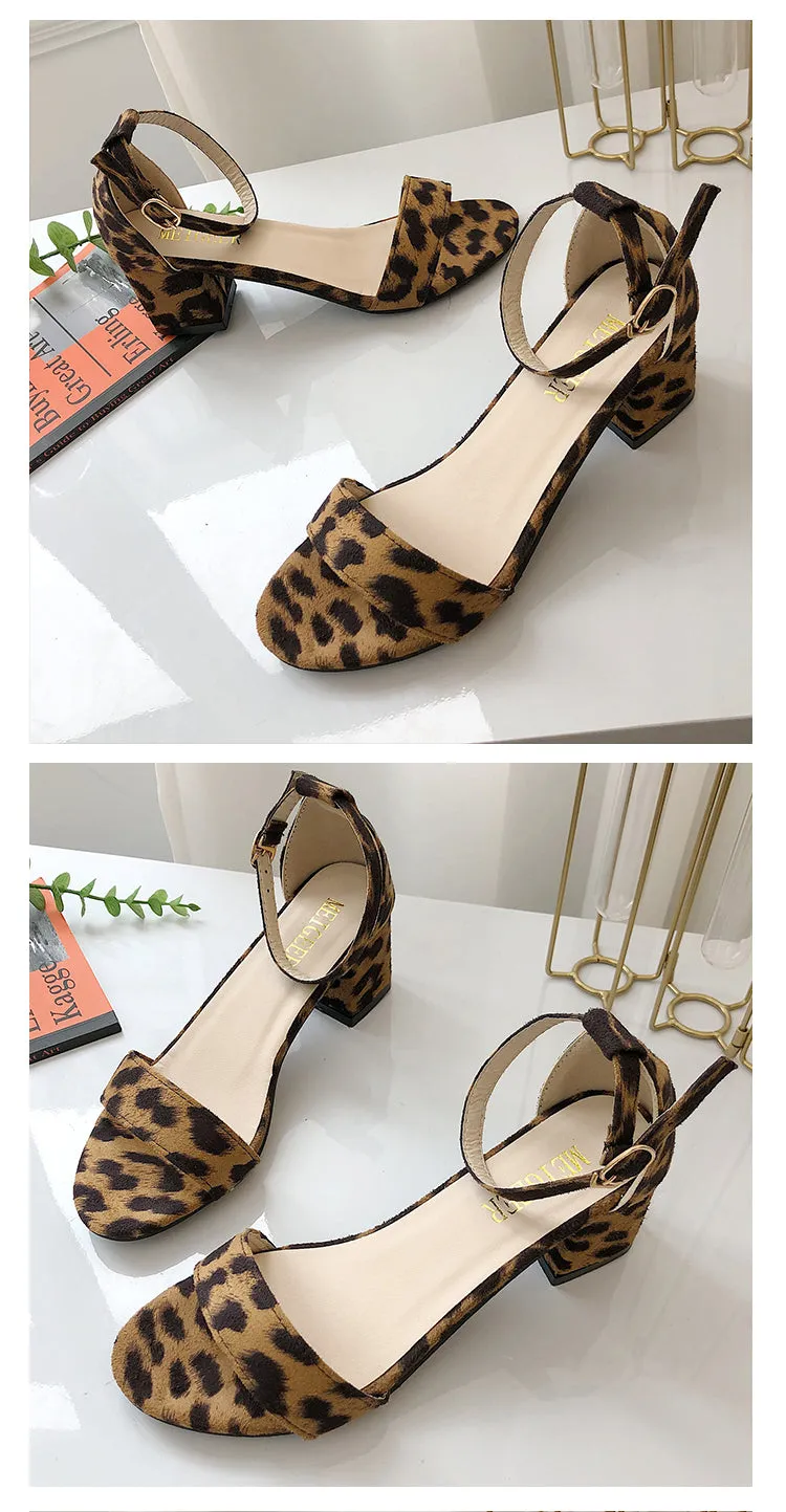 (35-45) Women's Big Size Open Toe Ankle Straps Heels Shoes