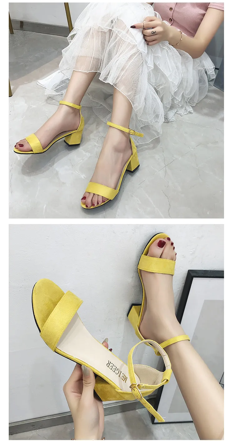(35-45) Women's Big Size Open Toe Ankle Straps Heels Shoes