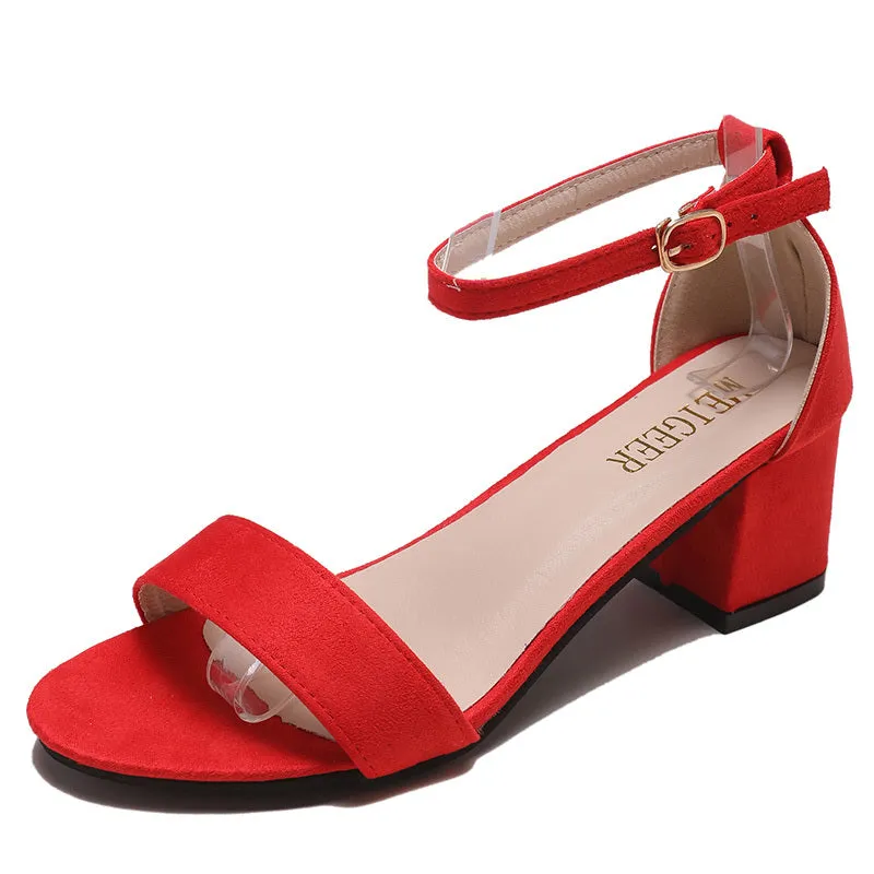 (35-45) Women's Big Size Open Toe Ankle Straps Heels Shoes