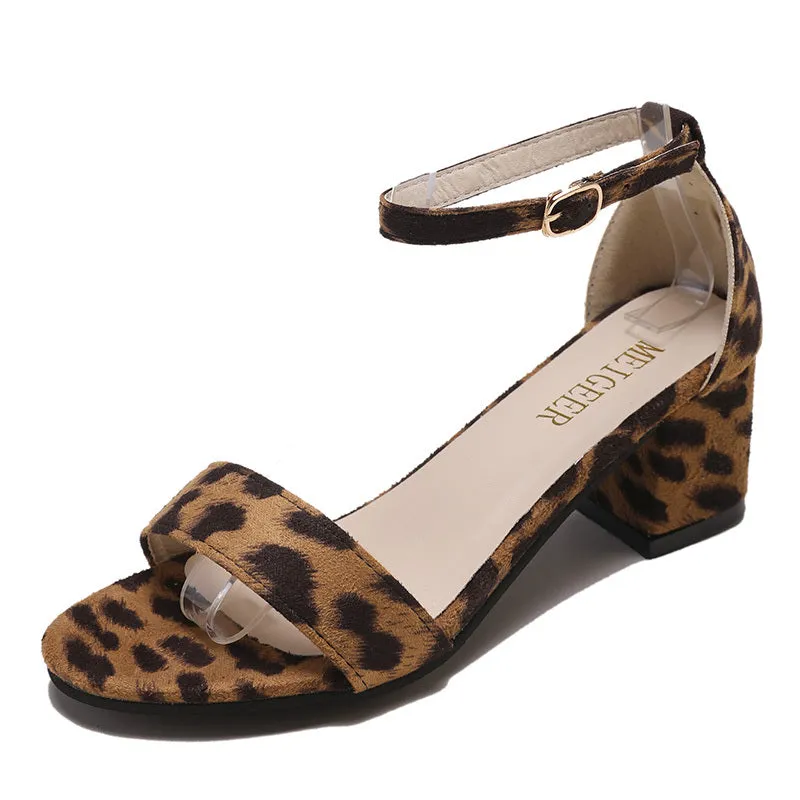 (35-45) Women's Big Size Open Toe Ankle Straps Heels Shoes