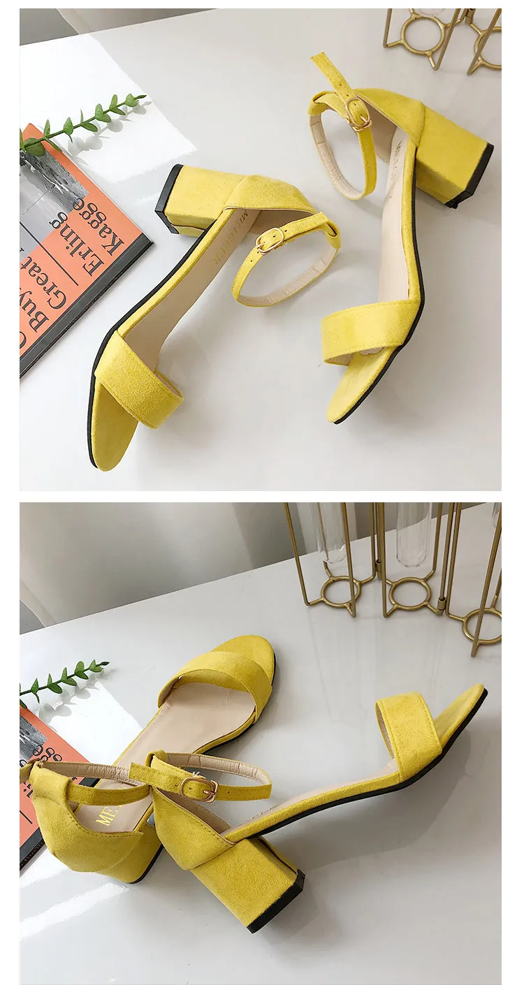 (35-45) Women's Big Size Open Toe Ankle Straps Heels Shoes