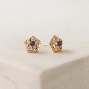 Anise Stud Earrings Pink Opal