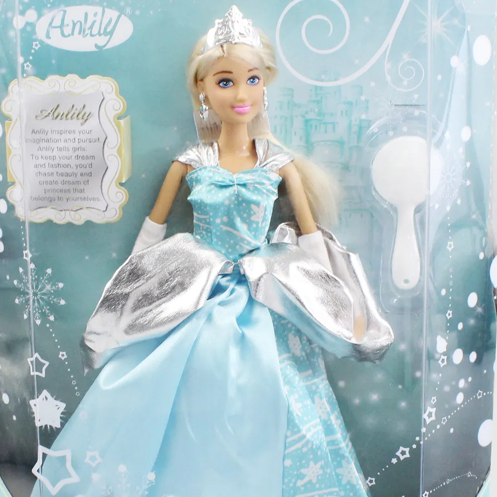 Anlily Doll Snow White Blue Dress Long Blonde Hair