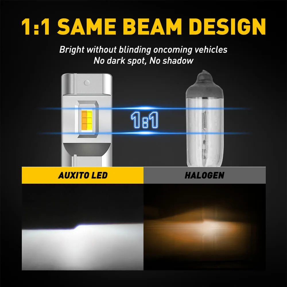 AUXITO H11 H8 H9 LED Fog Light Bulb 300% Brighter Fanless, 6000K White/3000K Golden Yellow CSP LED Chips, 18W Per Set