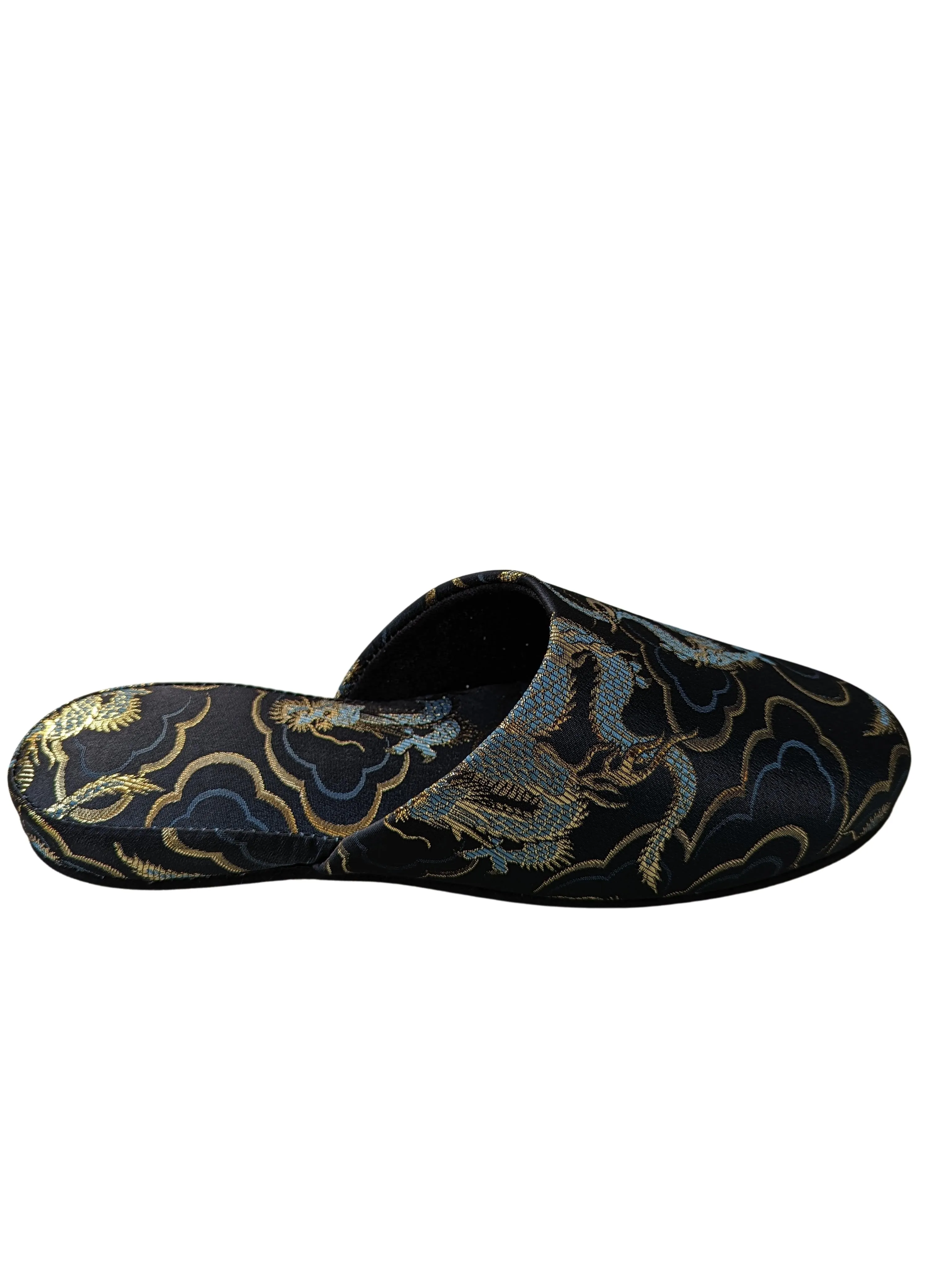 Azure Dragon Slippers [Black wool felt sole]