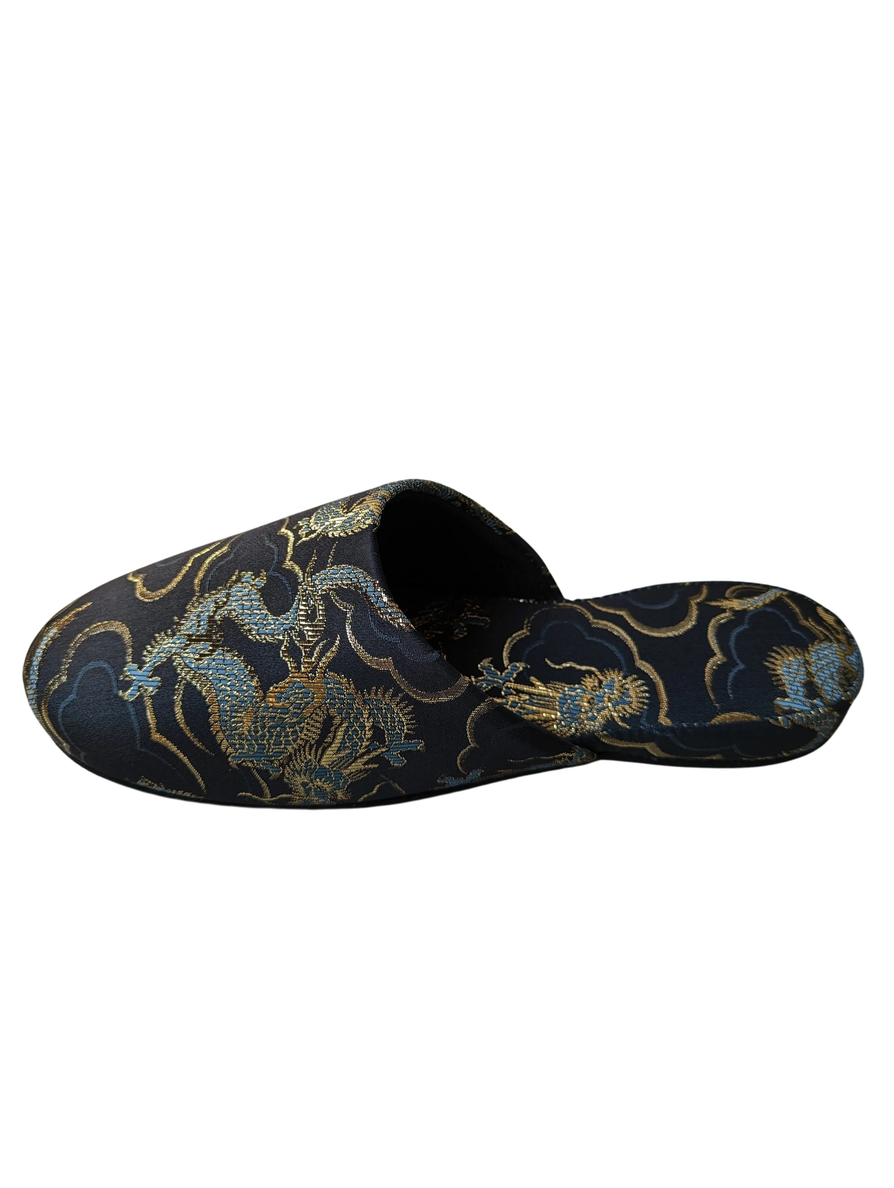 Azure Dragon Slippers [Black wool felt sole]
