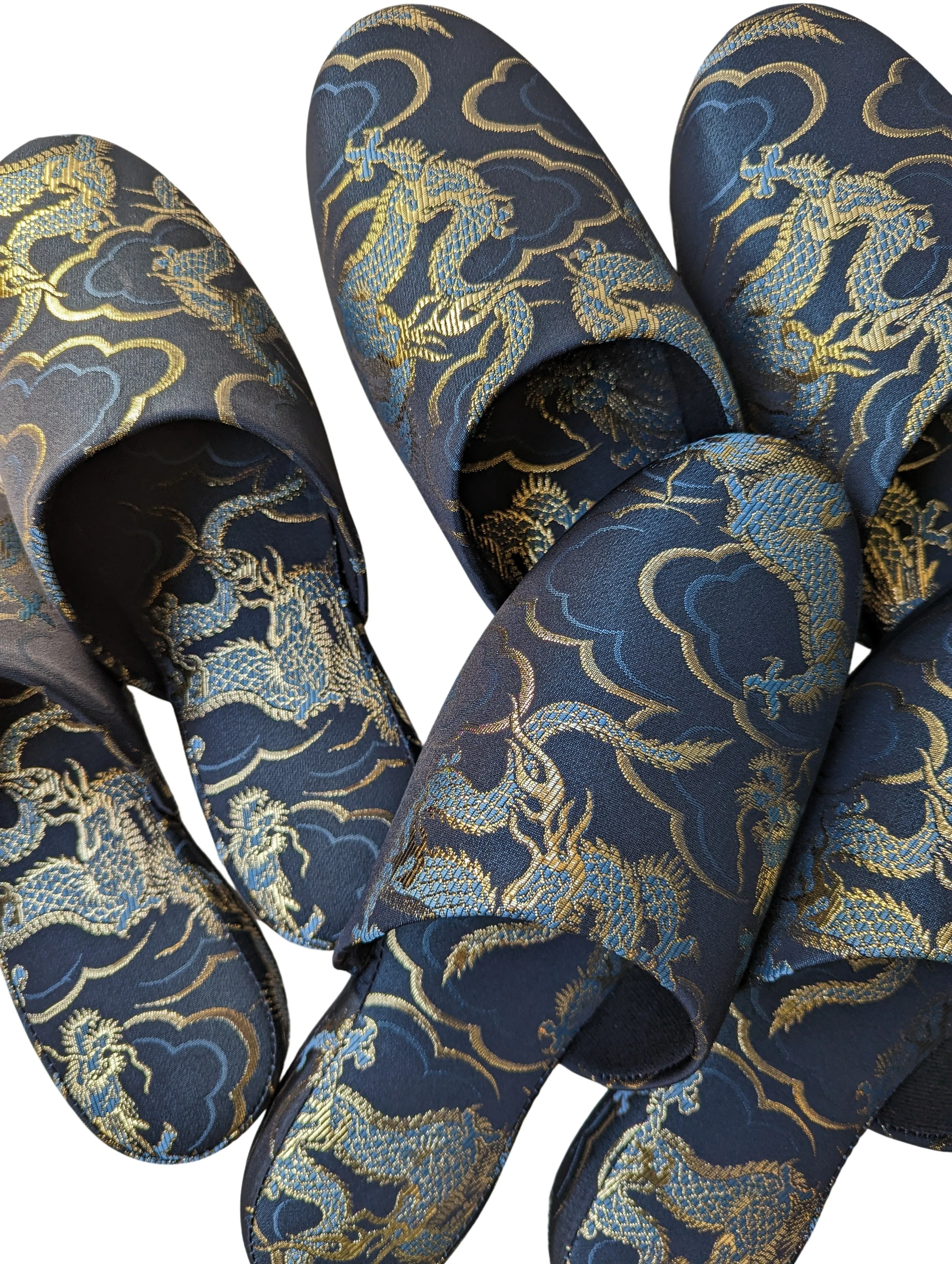 Azure Dragon Slippers [Black wool felt sole]