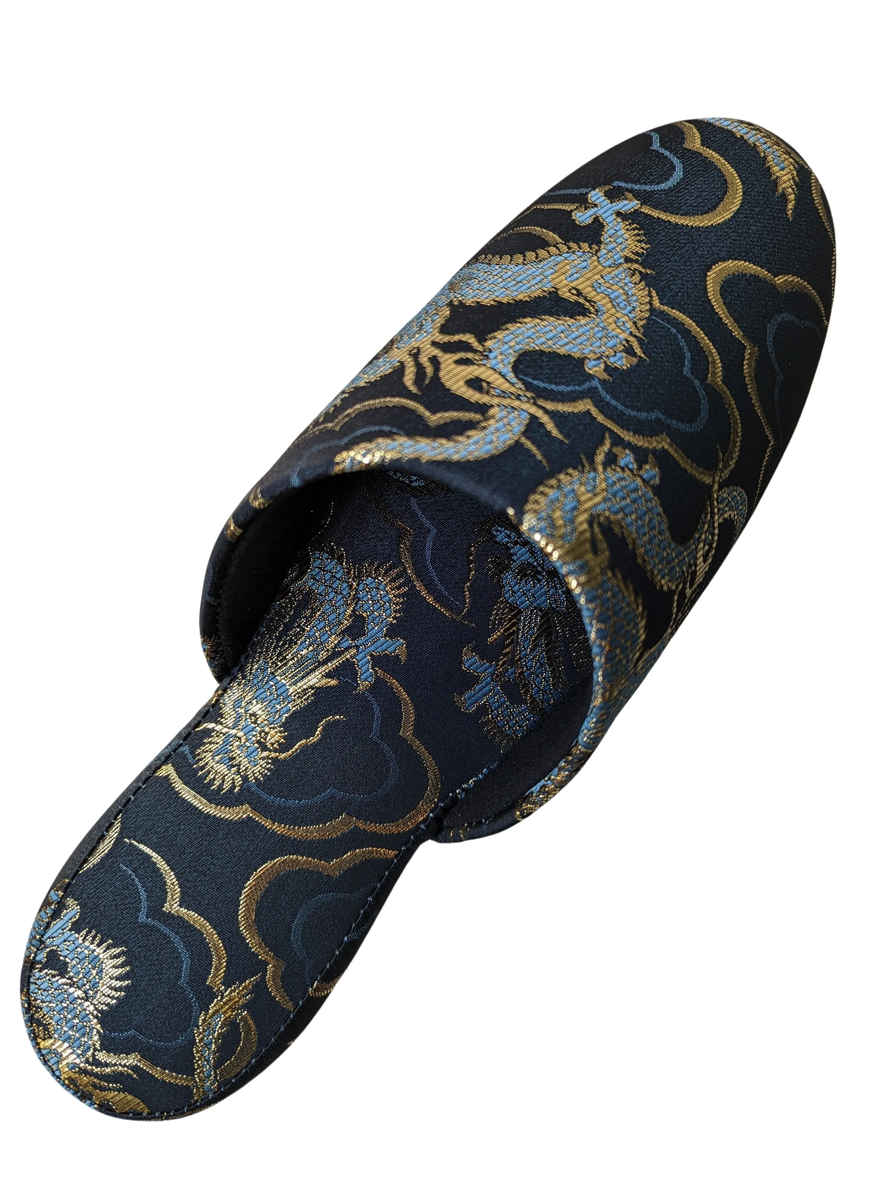 Azure Dragon Slippers [Black wool felt sole]