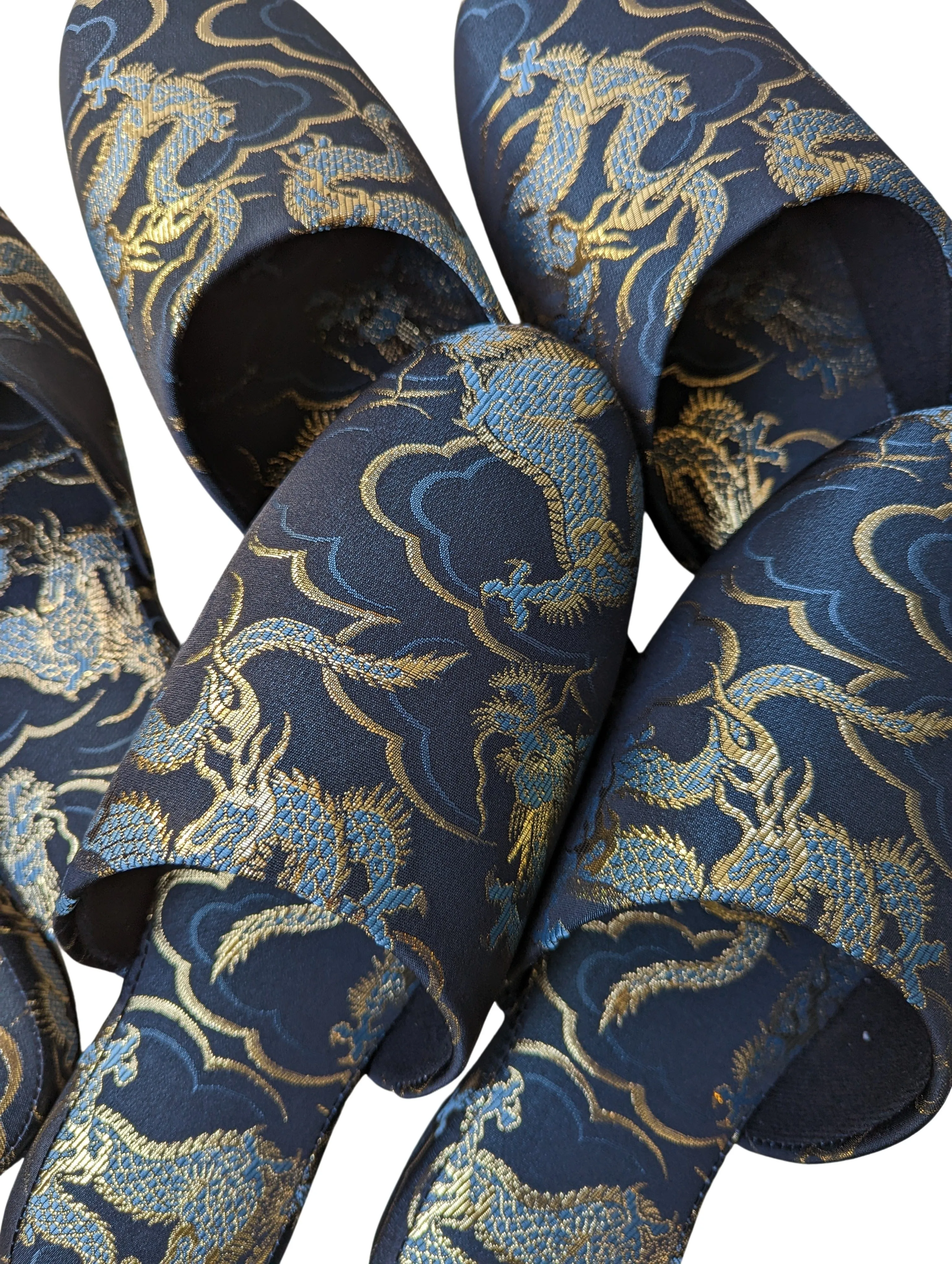 Azure Dragon Slippers [Black wool felt sole]