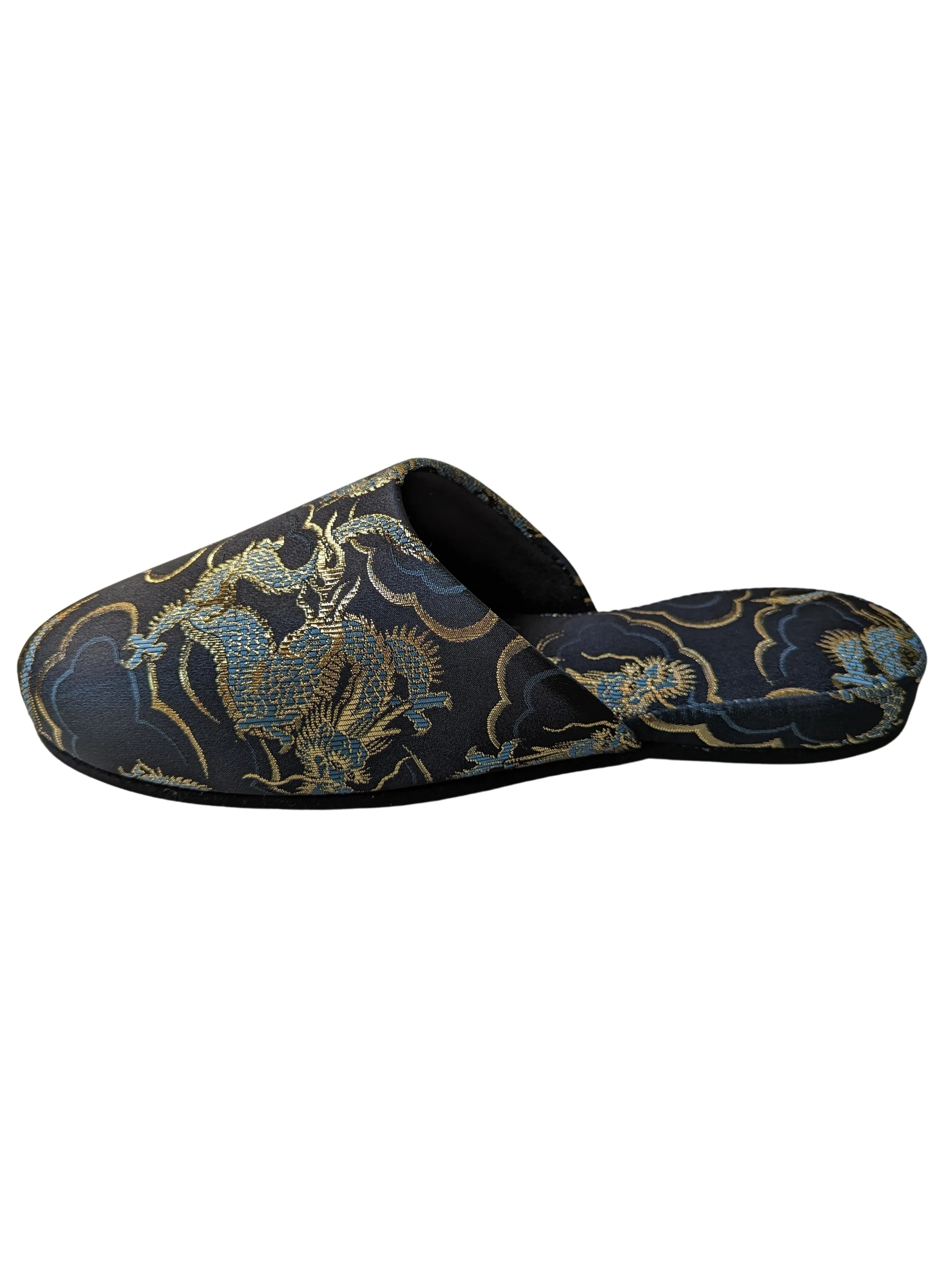 Azure Dragon Slippers [Black wool felt sole]