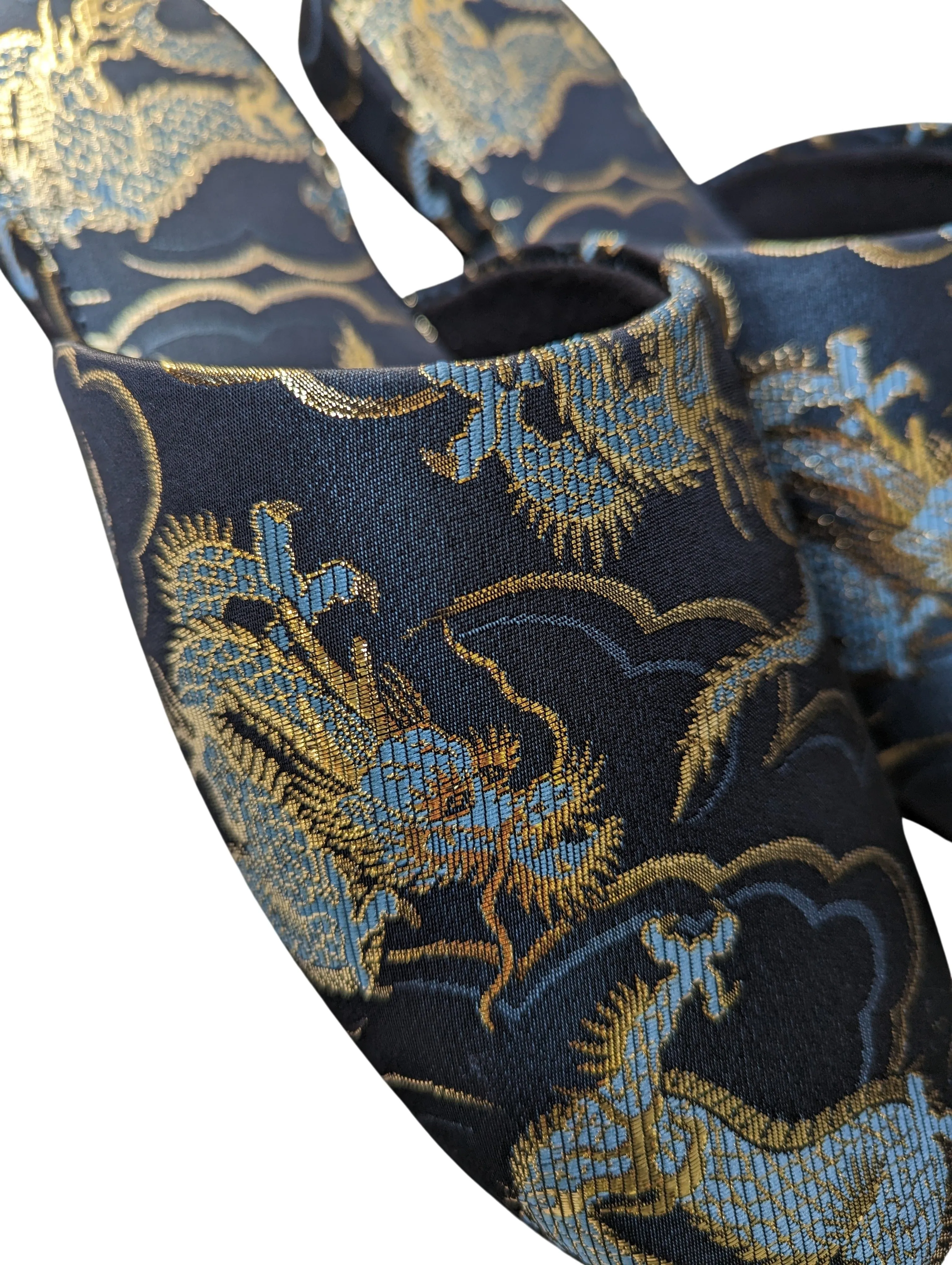 Azure Dragon Slippers [Black wool felt sole]