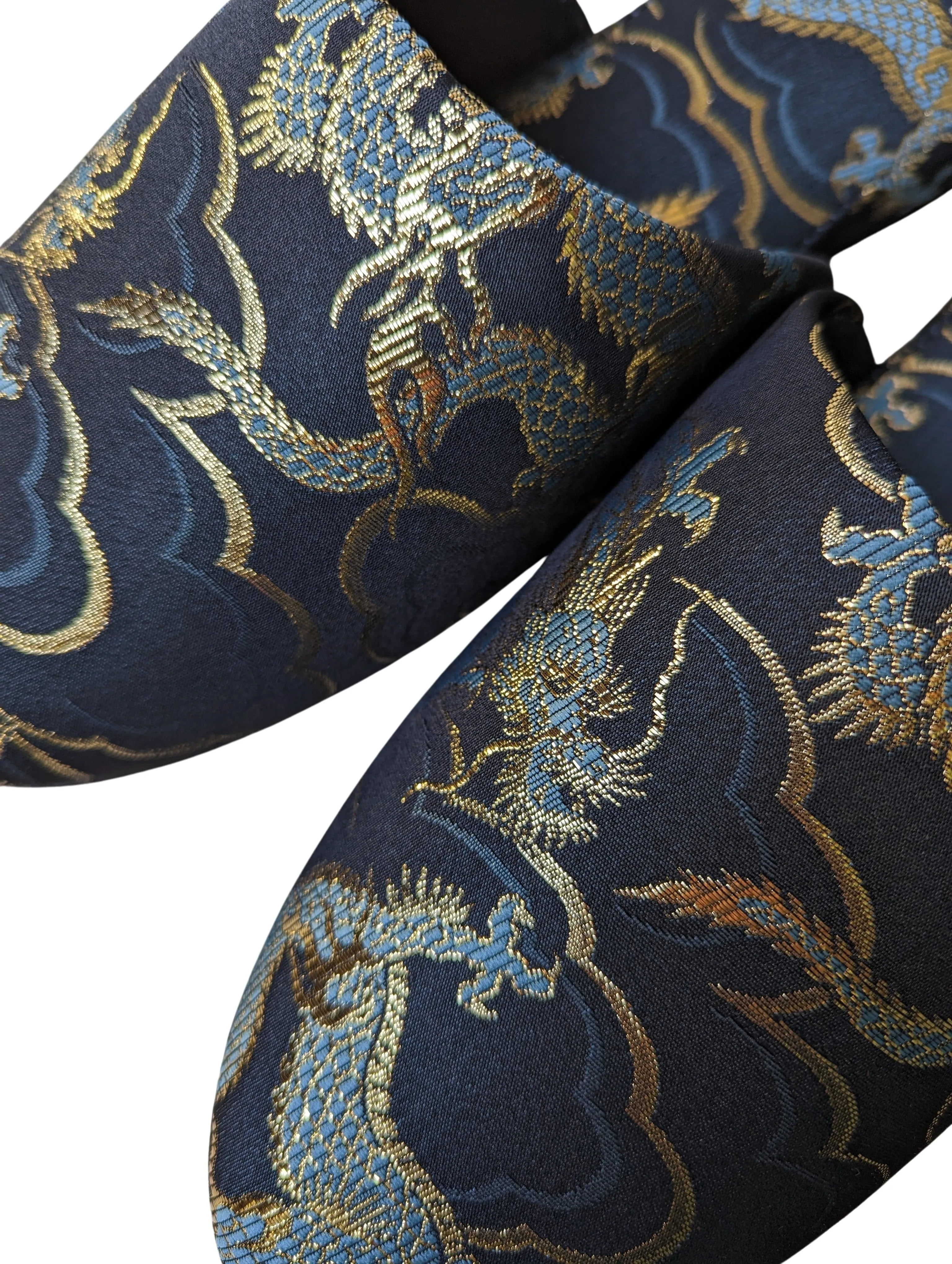 Azure Dragon Slippers [Black wool felt sole]