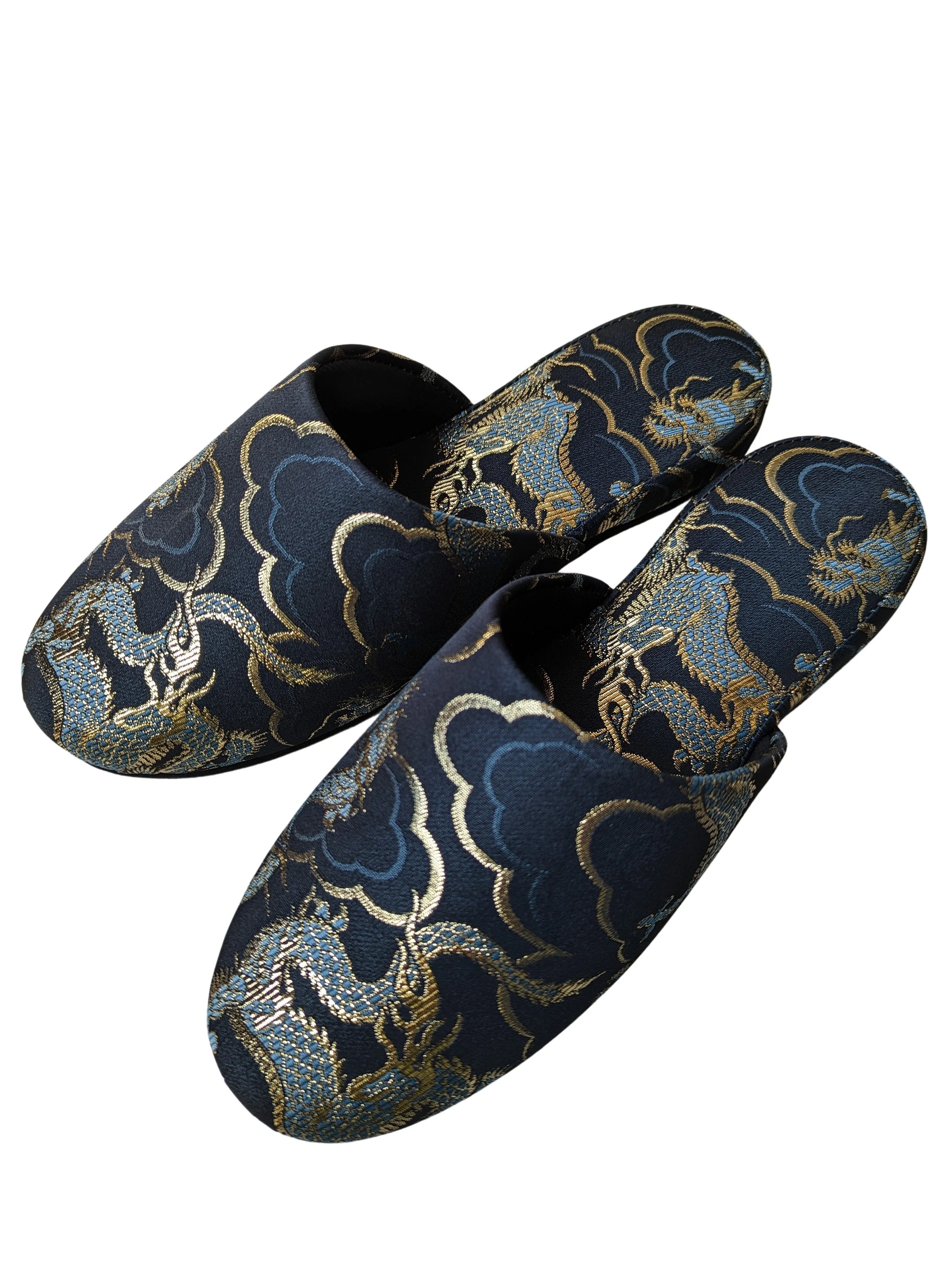 Azure Dragon Slippers [Black wool felt sole]
