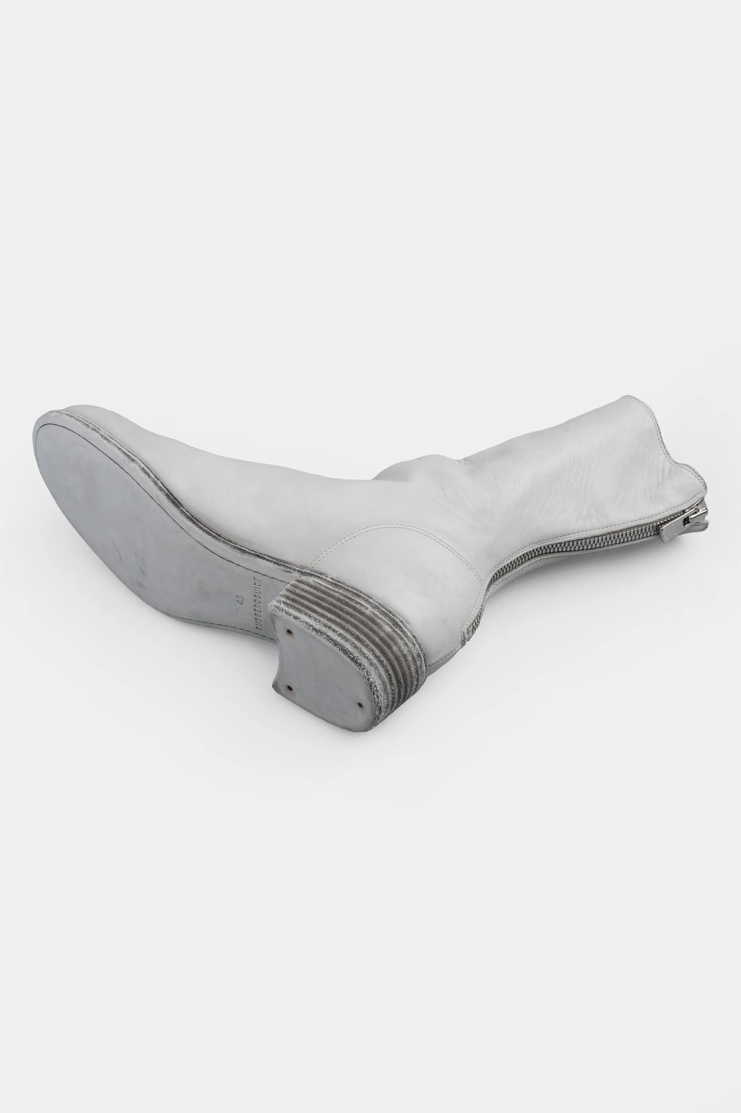 Back zip leather boots | 788X, Light Grey