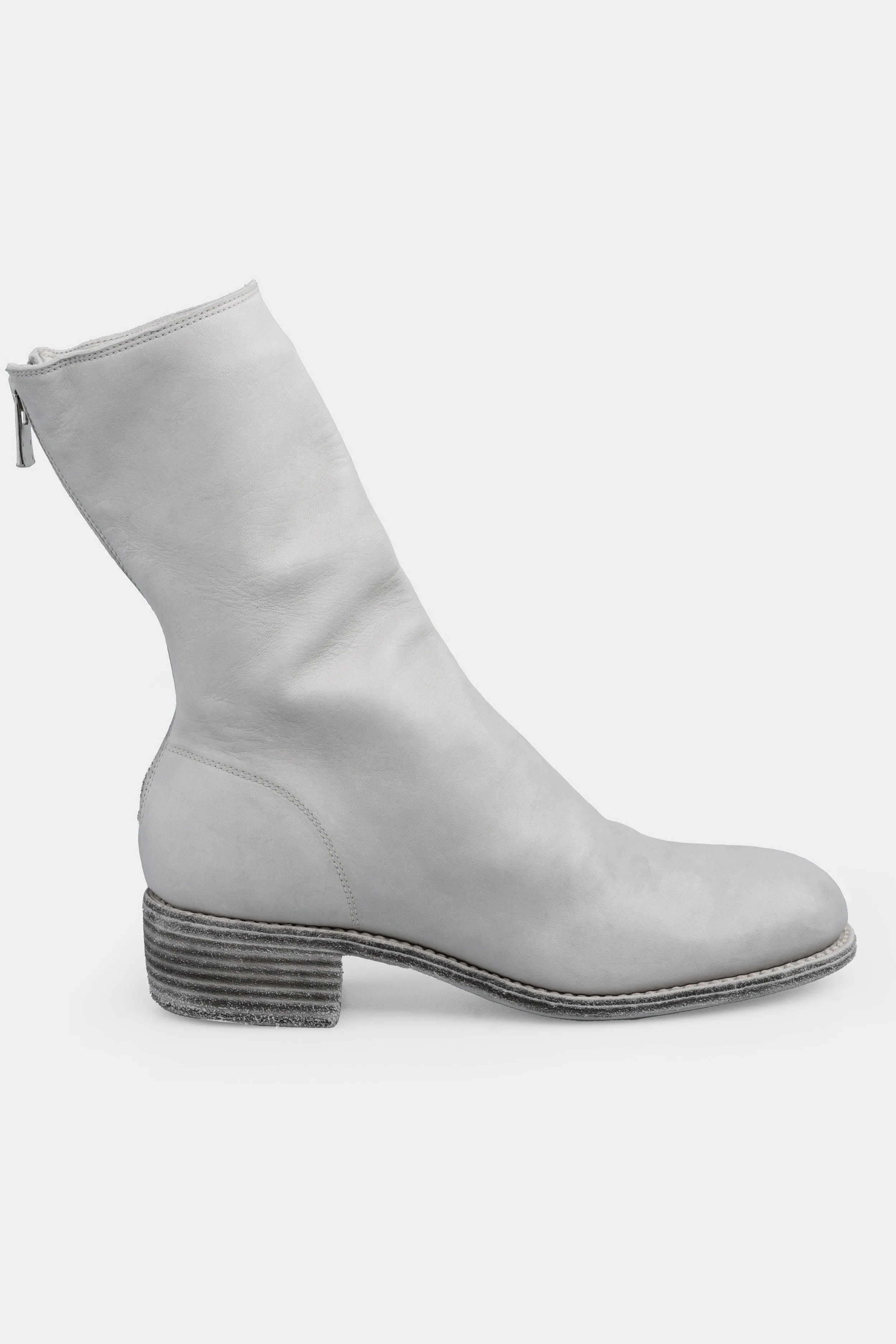 Back zip leather boots | 788X, Light Grey