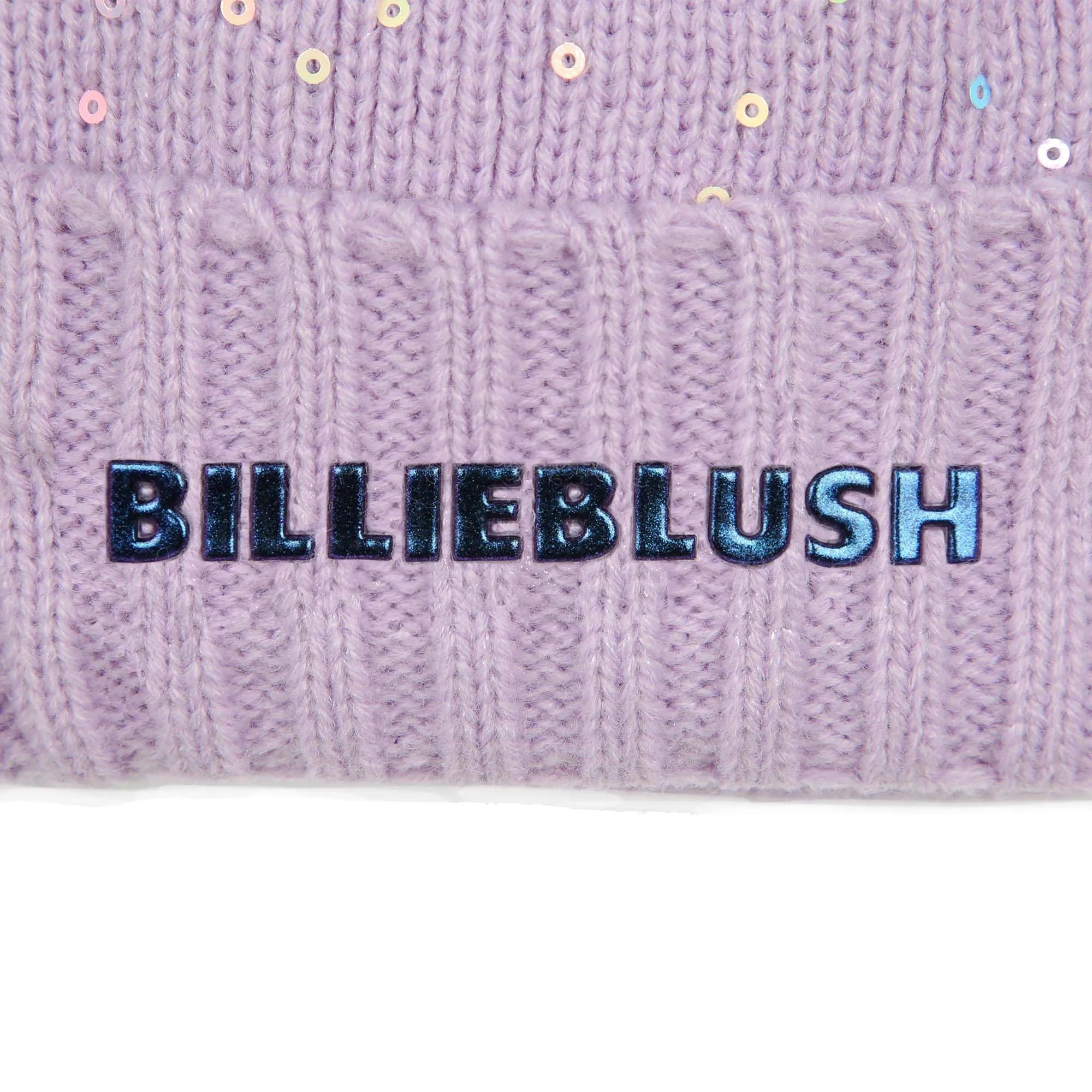Billieblush Girls Purple Knitted Pom-Pom Hat