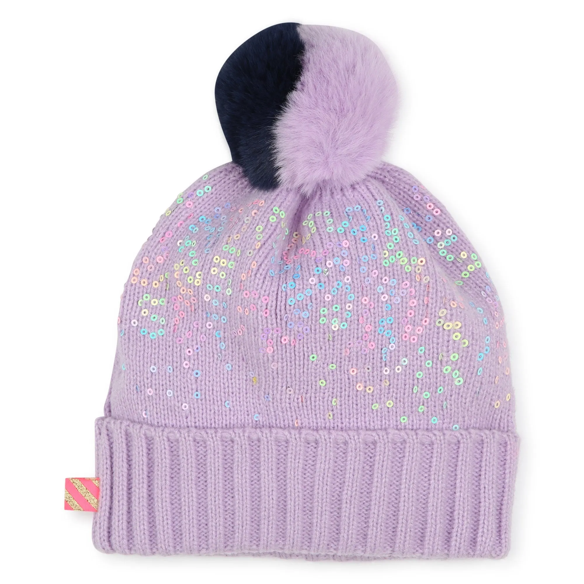 Billieblush Girls Purple Knitted Pom-Pom Hat