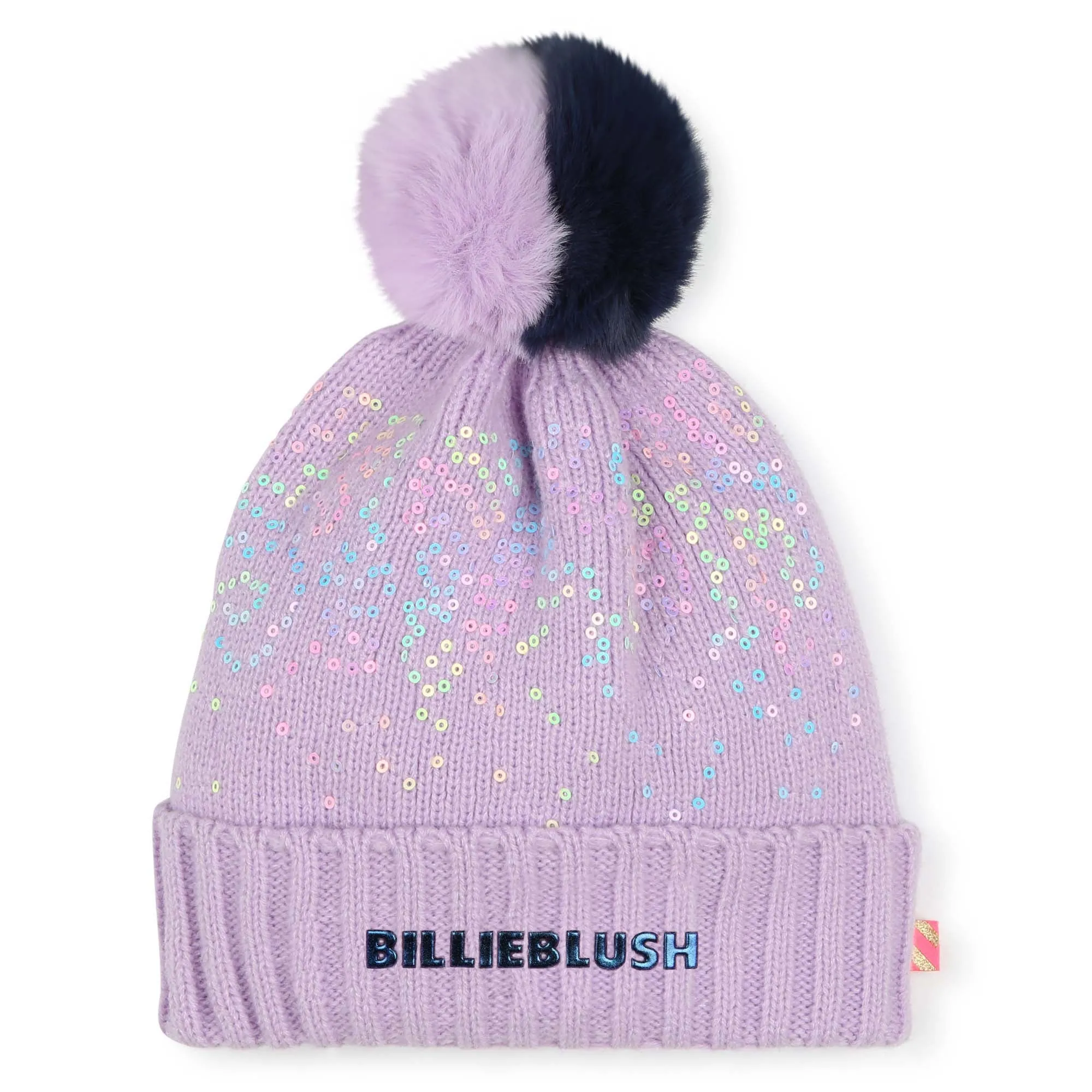 Billieblush Girls Purple Knitted Pom-Pom Hat