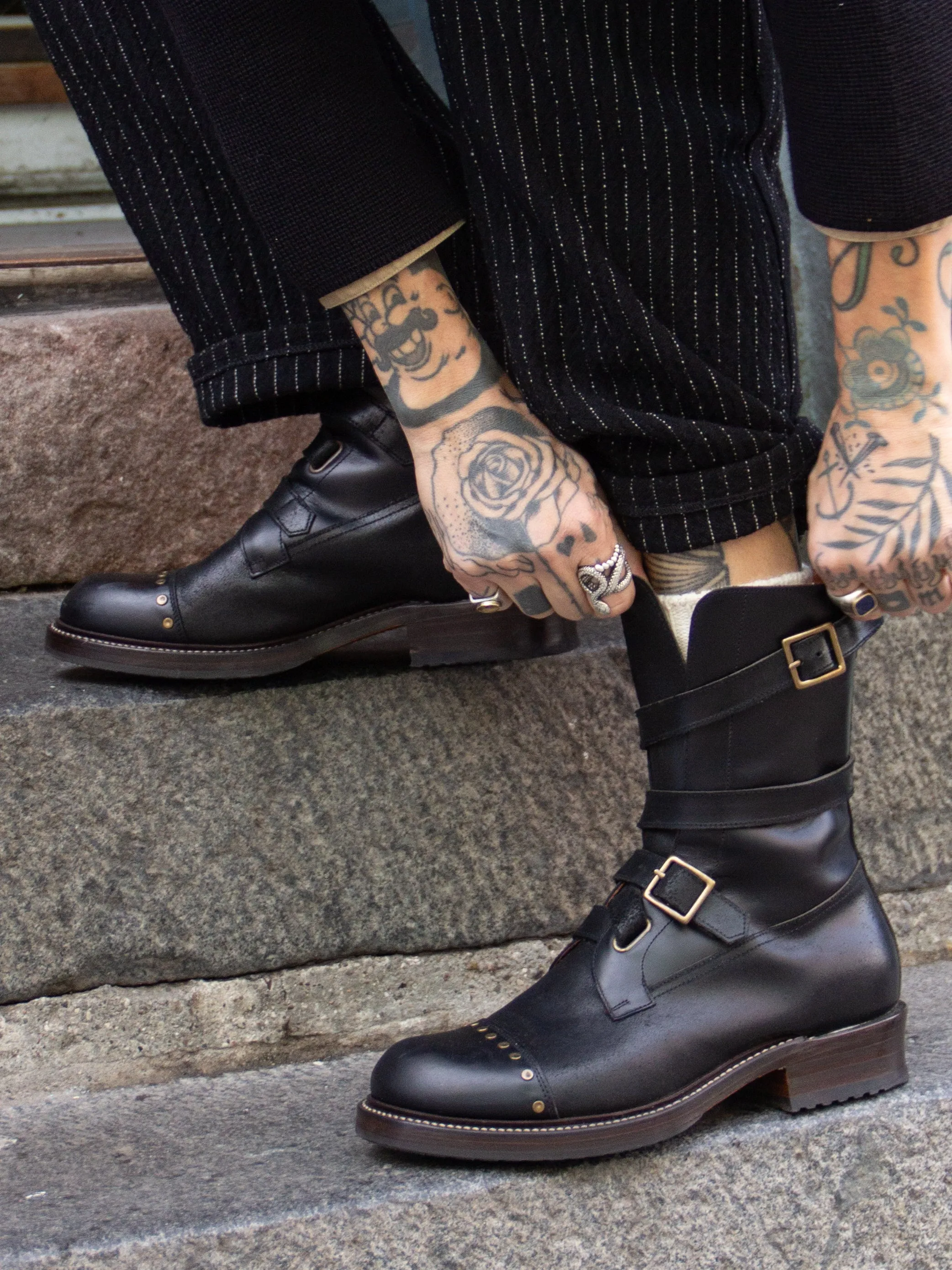 Bright Shoemakers, Tanker Boot, Black Rough-Out/ Black Leather