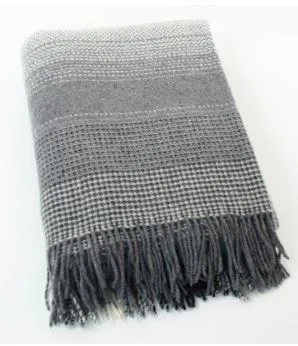 Cashmere Throw Grey Silver Border Check