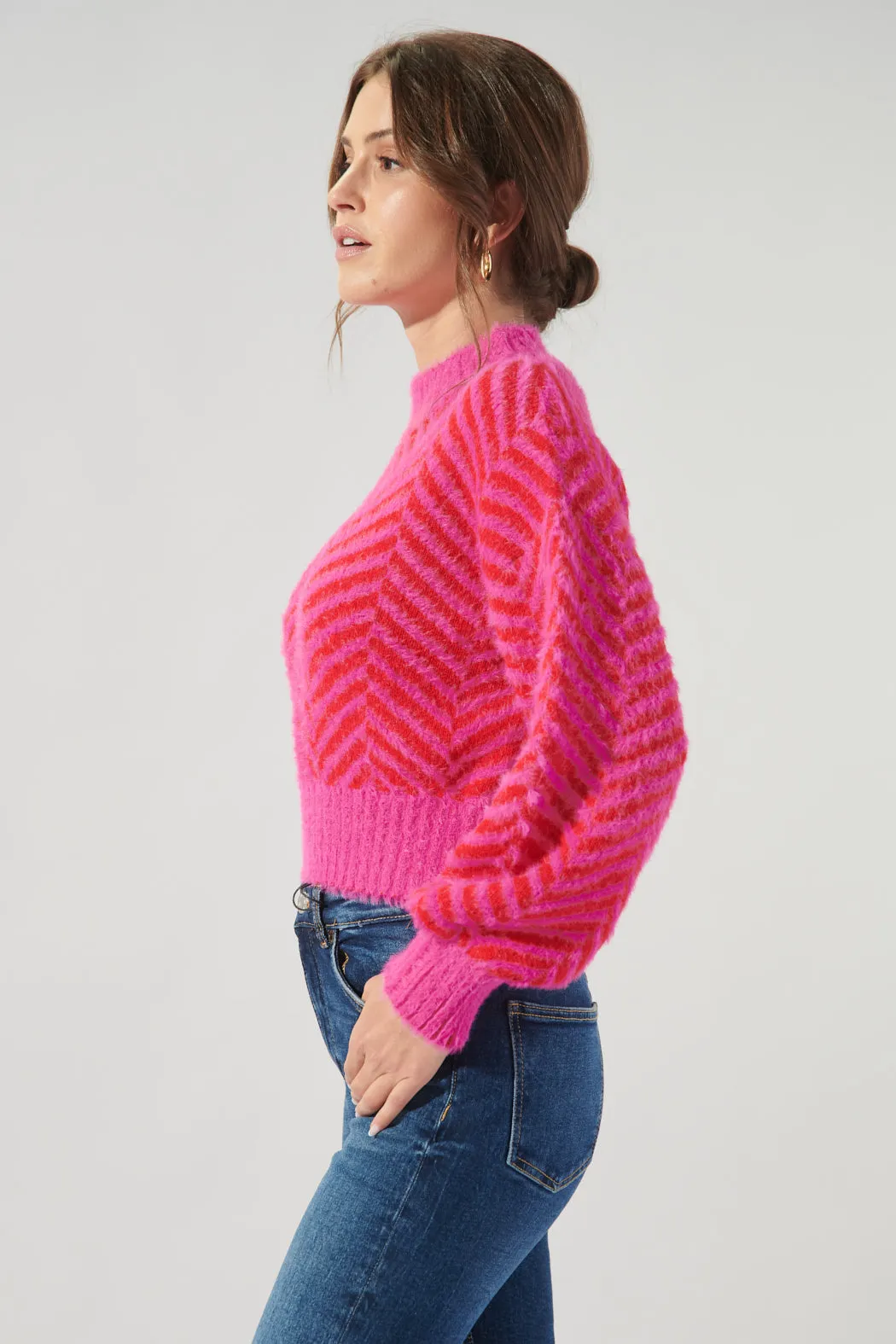 Cheshire Cobalt Eyelash Chevron Sweater