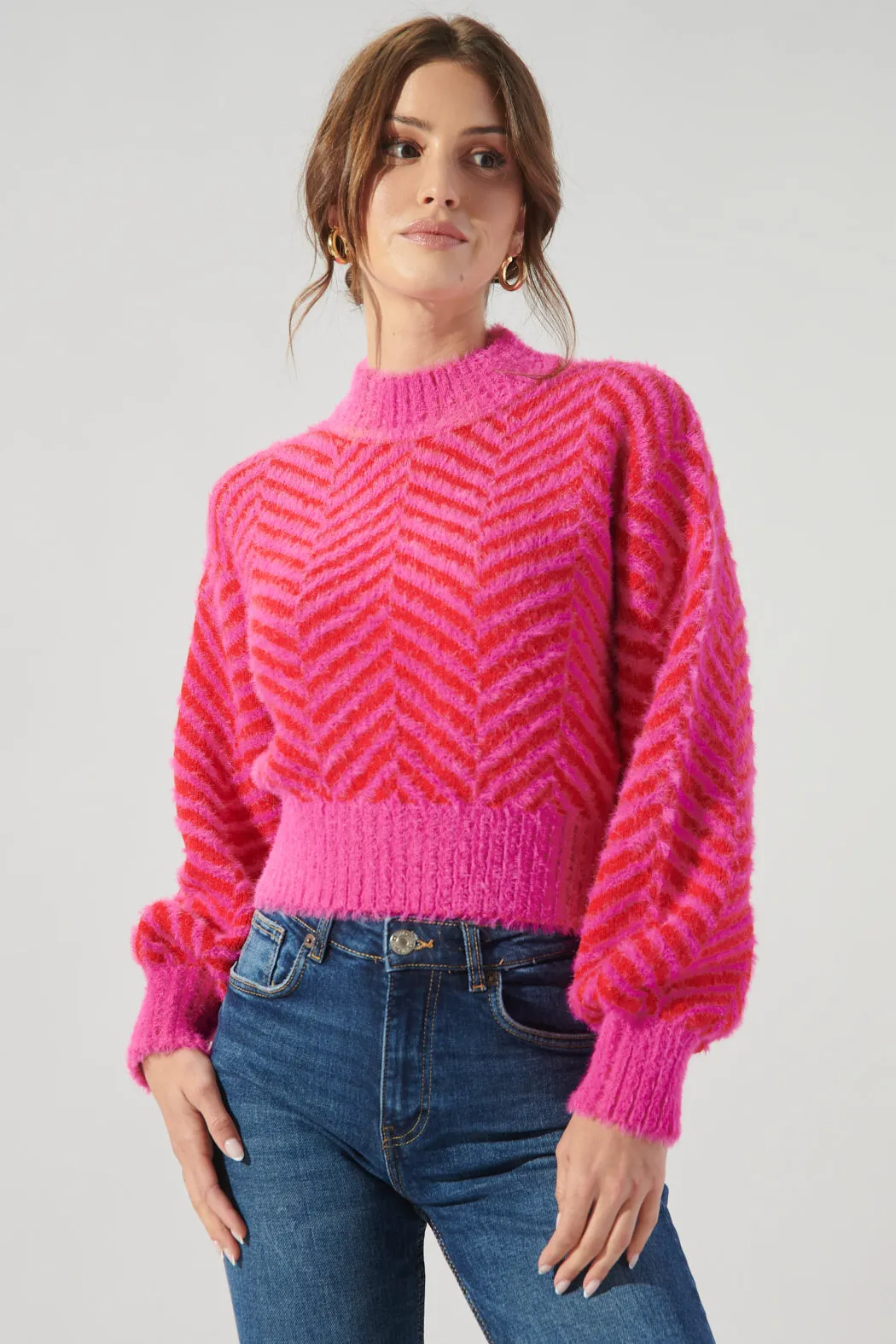 Cheshire Cobalt Eyelash Chevron Sweater
