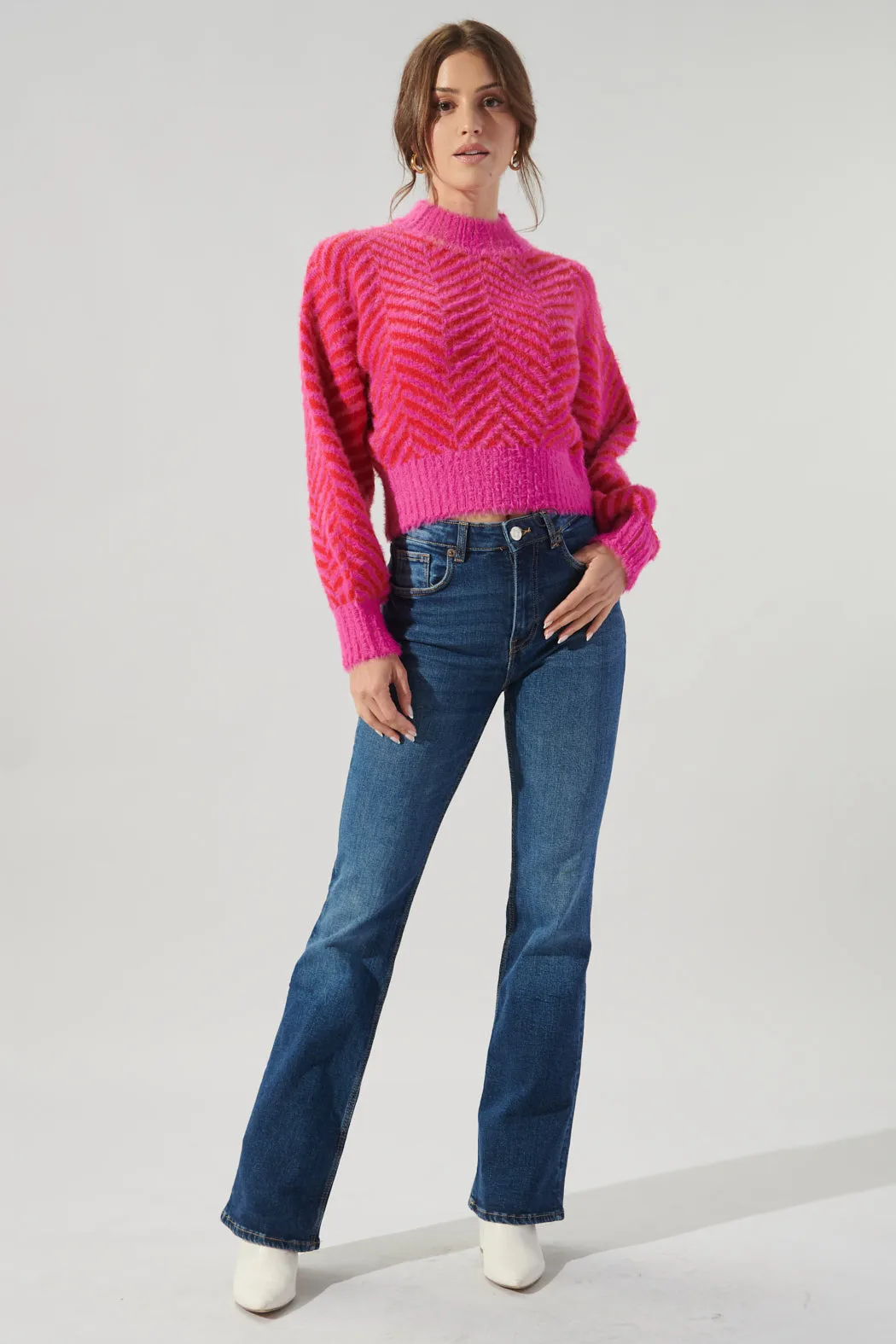 Cheshire Cobalt Eyelash Chevron Sweater