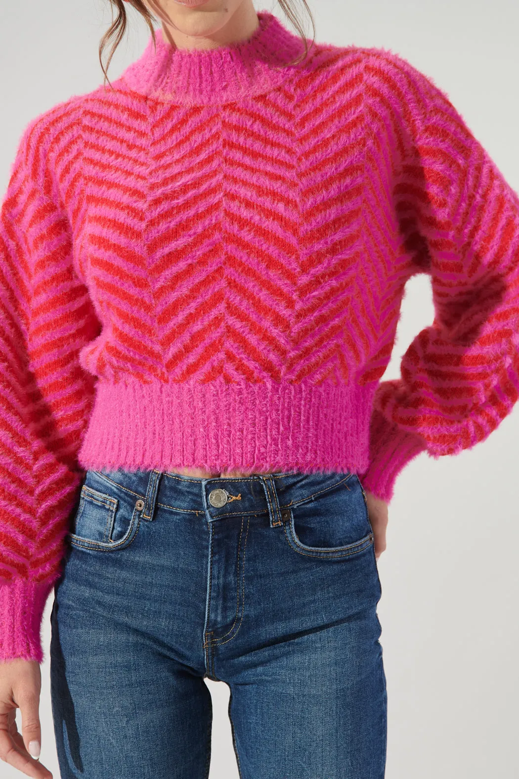 Cheshire Cobalt Eyelash Chevron Sweater
