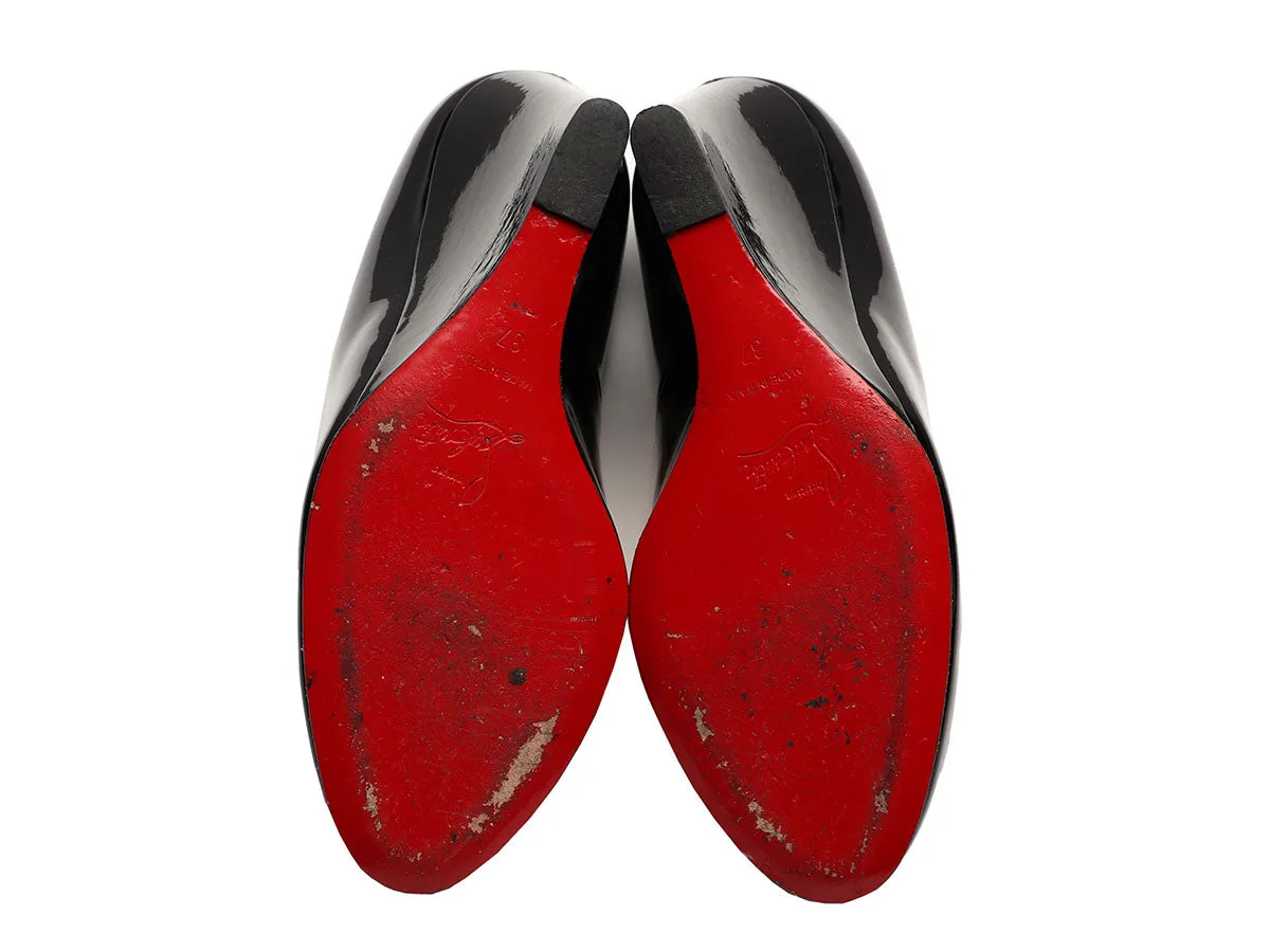 Christian Louboutin Black Patent Ron Ron Zeppa Wedges 100