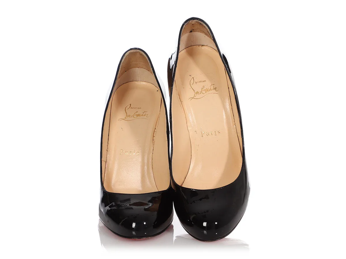 Christian Louboutin Black Patent Ron Ron Zeppa Wedges 100