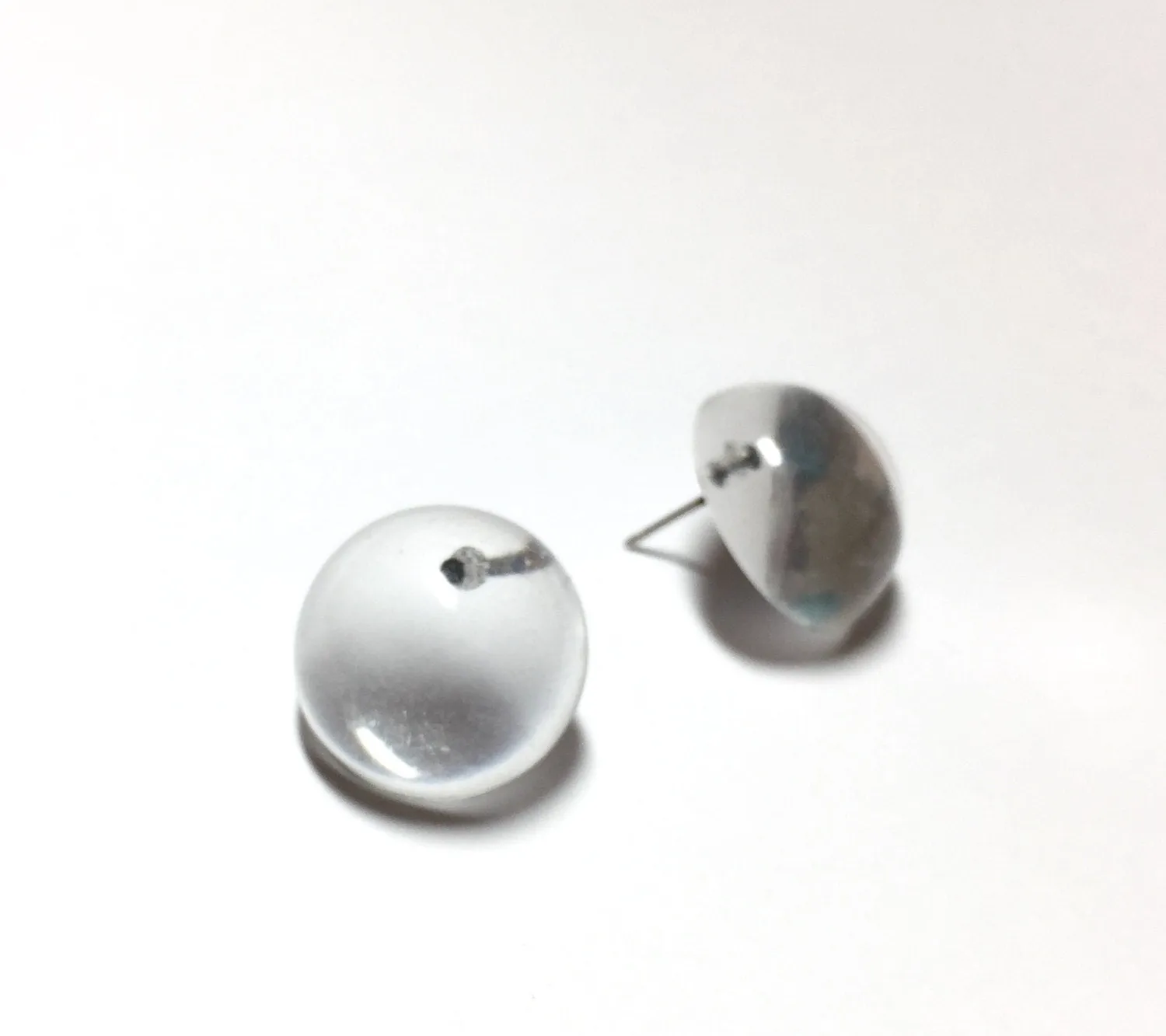 Clear Retro Button Stud Earrings