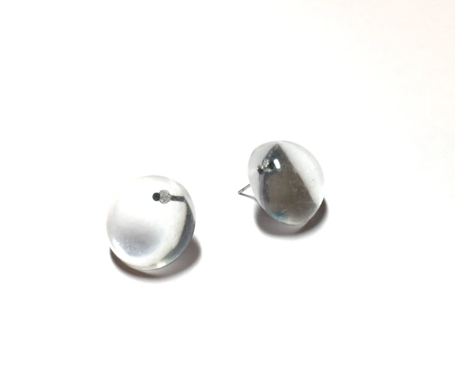 Clear Retro Button Stud Earrings
