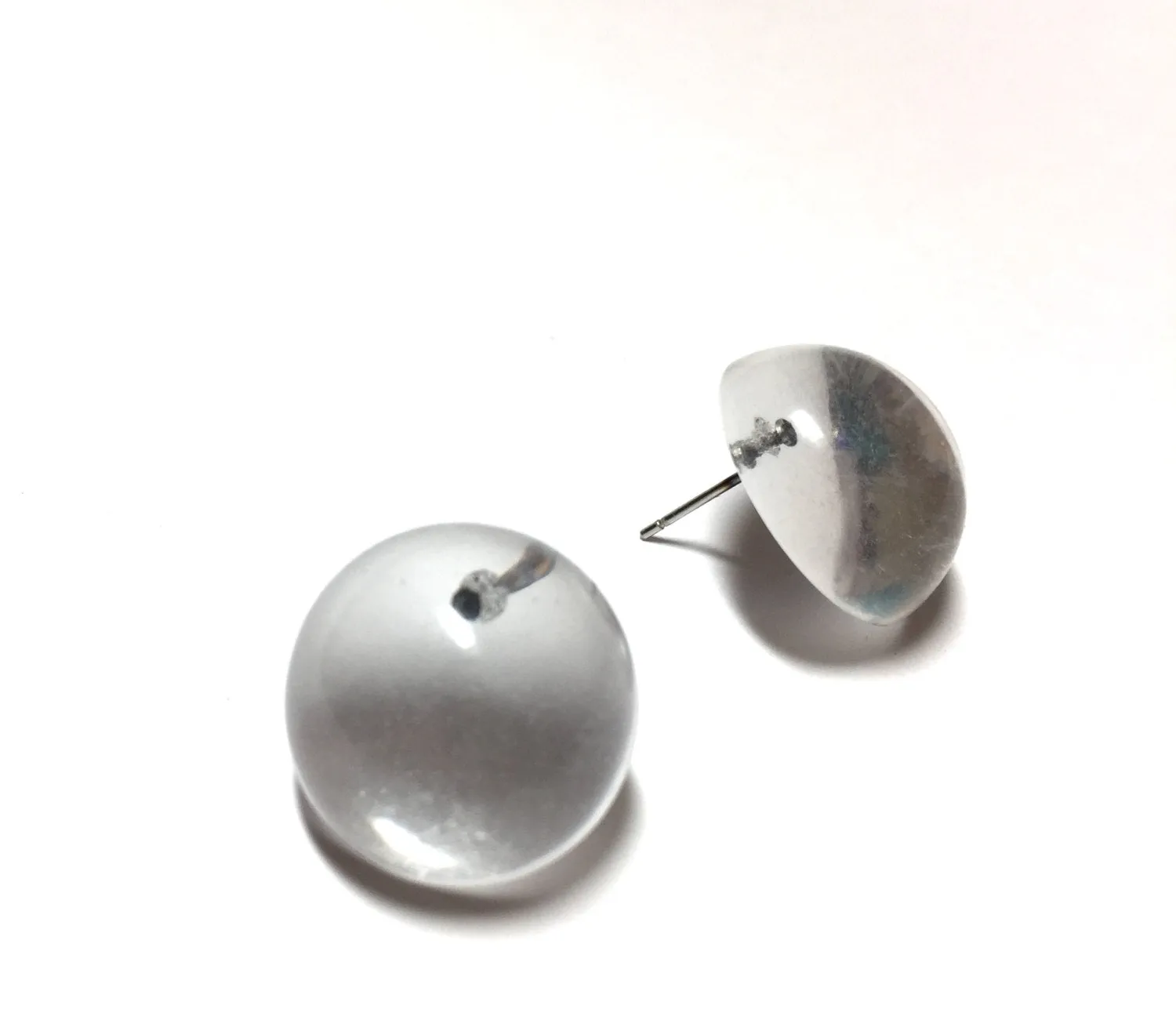 Clear Retro Button Stud Earrings