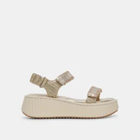 DEBRA SANDALS PLATINUM DISTRESSED LEATHER - re:vita