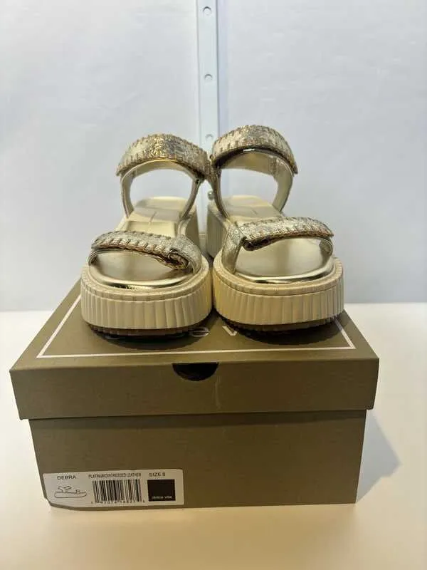 DEBRA SANDALS PLATINUM DISTRESSED LEATHER - re:vita