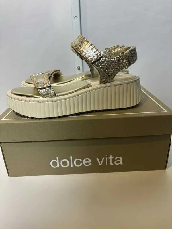 DEBRA SANDALS PLATINUM DISTRESSED LEATHER - re:vita