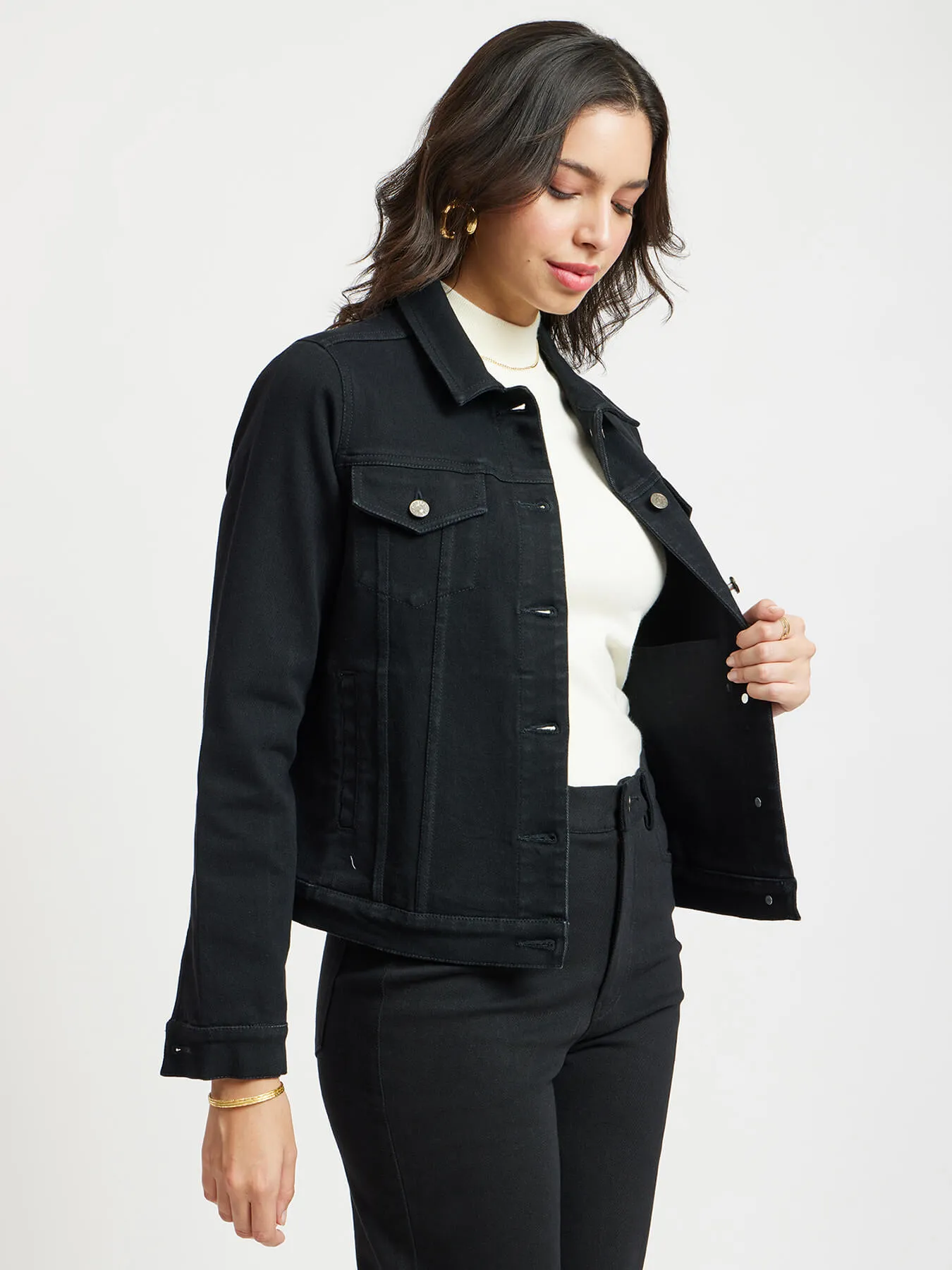 Denim Short Jacket - Black