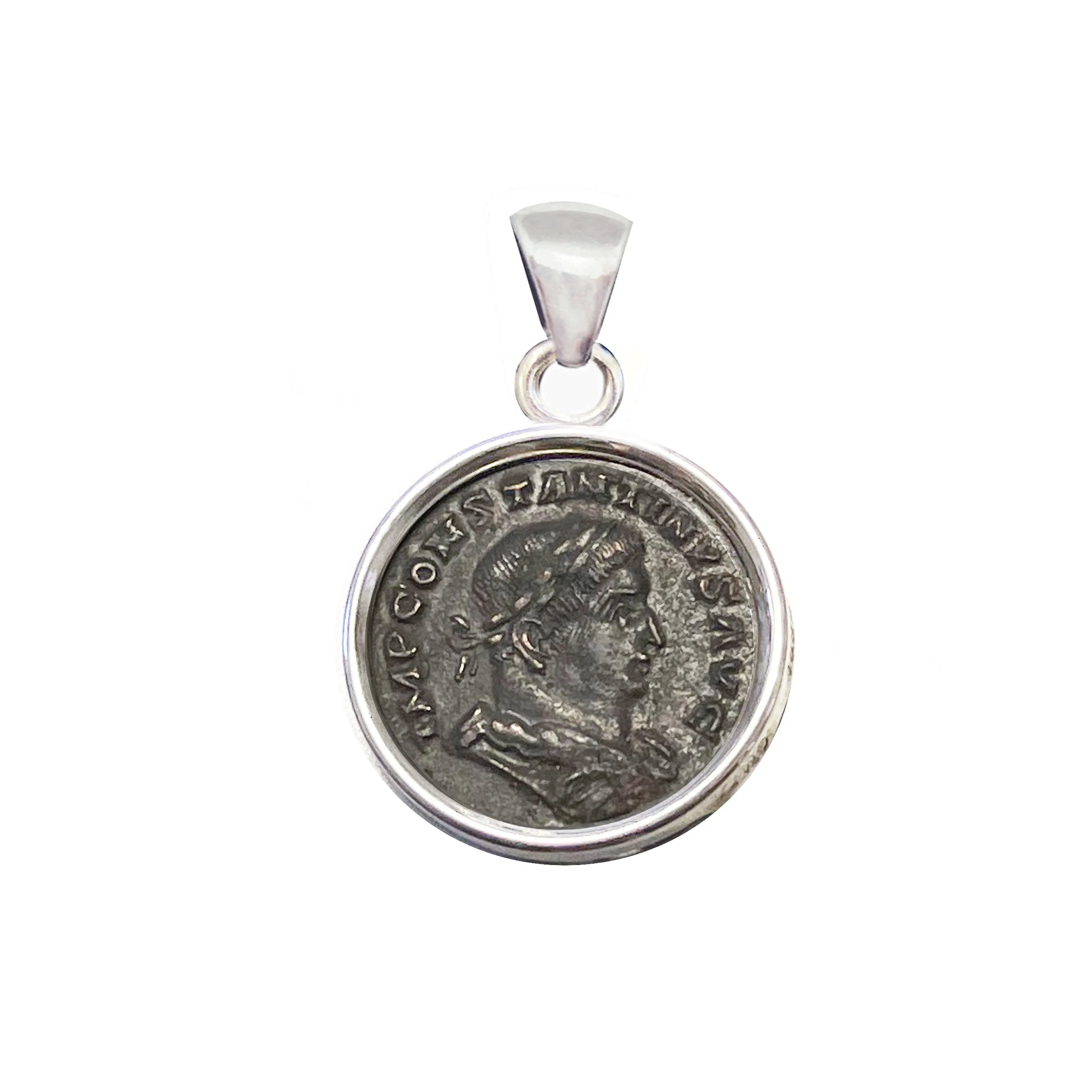 EMPEROR CONSTANTINE THE GREAT Genuine Ancient Roman Bronze Coin 4th cent. AD Pendant