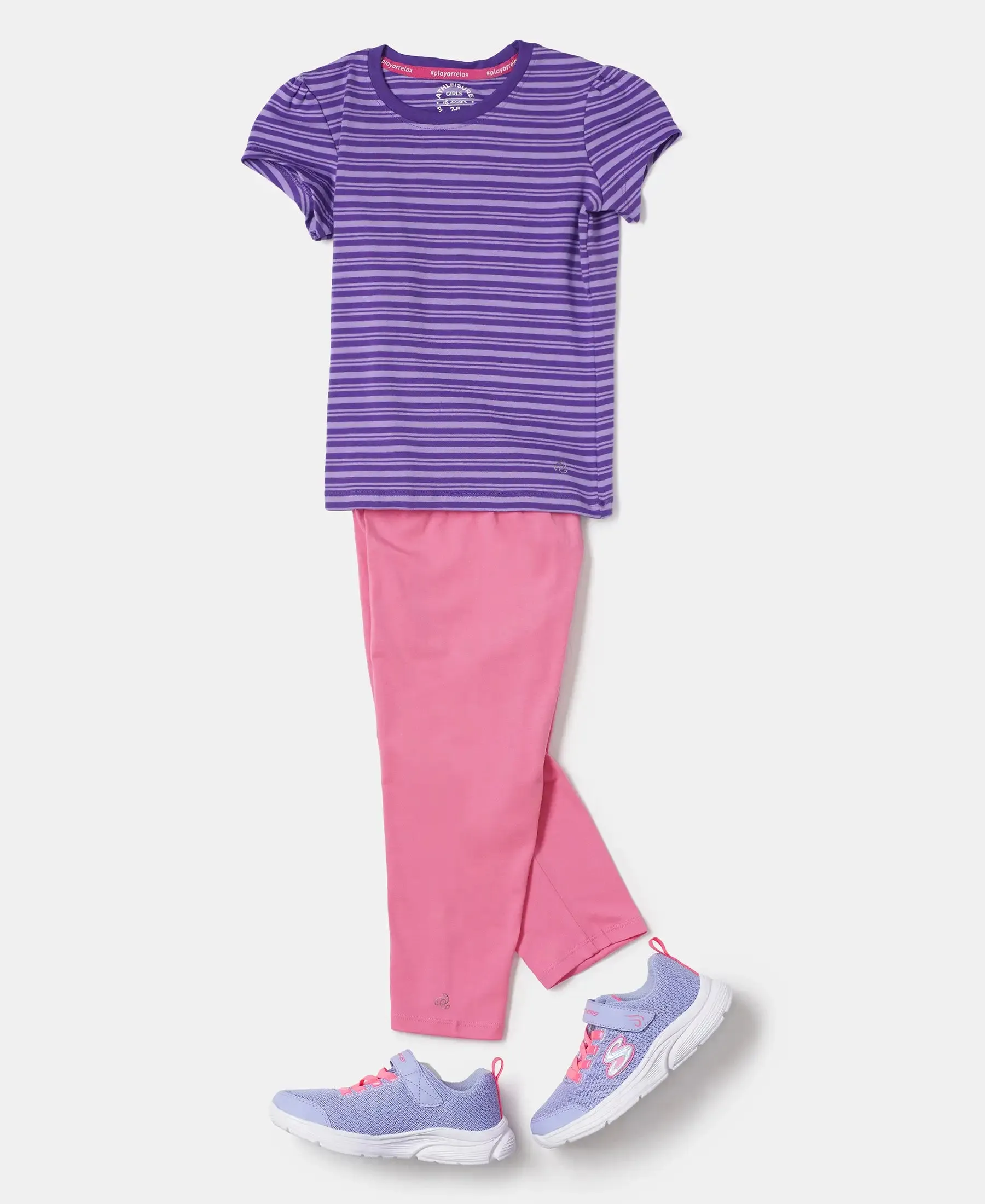 Girl's Super Combed Cotton Elastane Stretch Capri - Pink Carnation