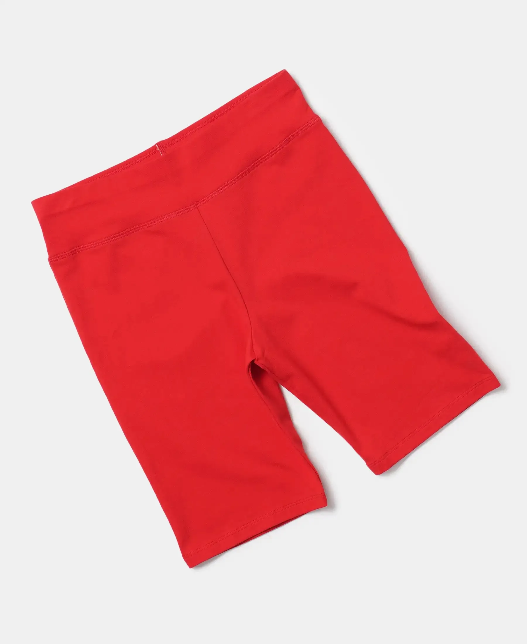 Girl's Super Combed Cotton Elastane Stretch Solid Cycling Shorts - Rio Red
