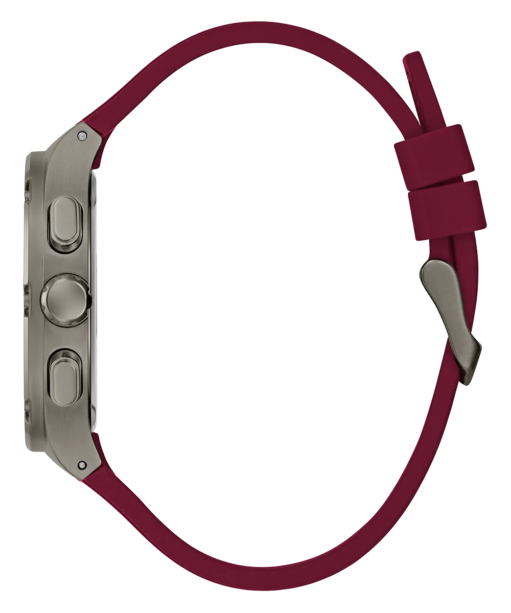 GUESS Mens Burgundy Gunmetal Multi-function Watch